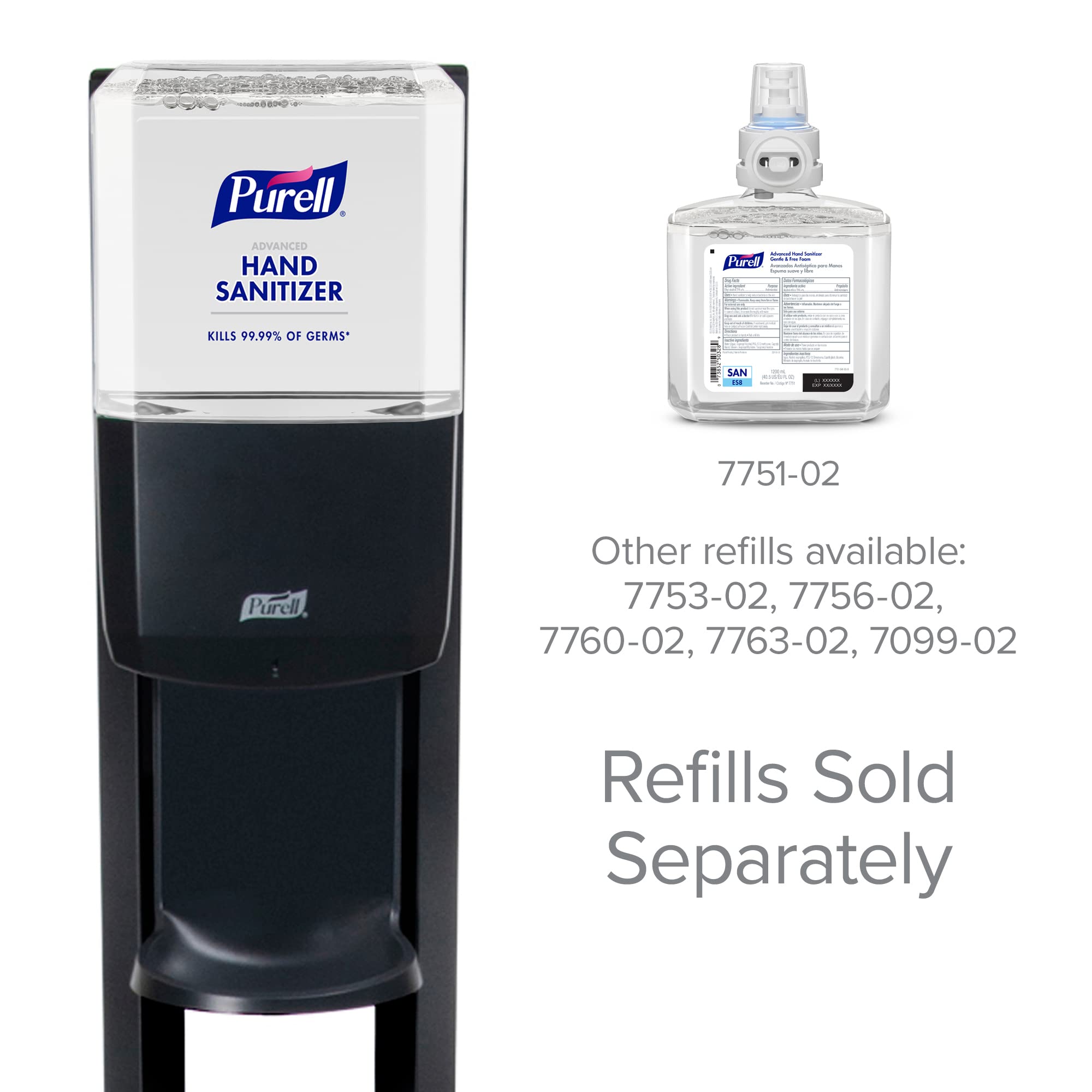 PURELL ES8 Automatic Hand Sanitizer Dispenser with Floor Stand - Graphite (Pack of 1) | Touch-Free Sanitizing for Hospitals, Offices & Public Spaces