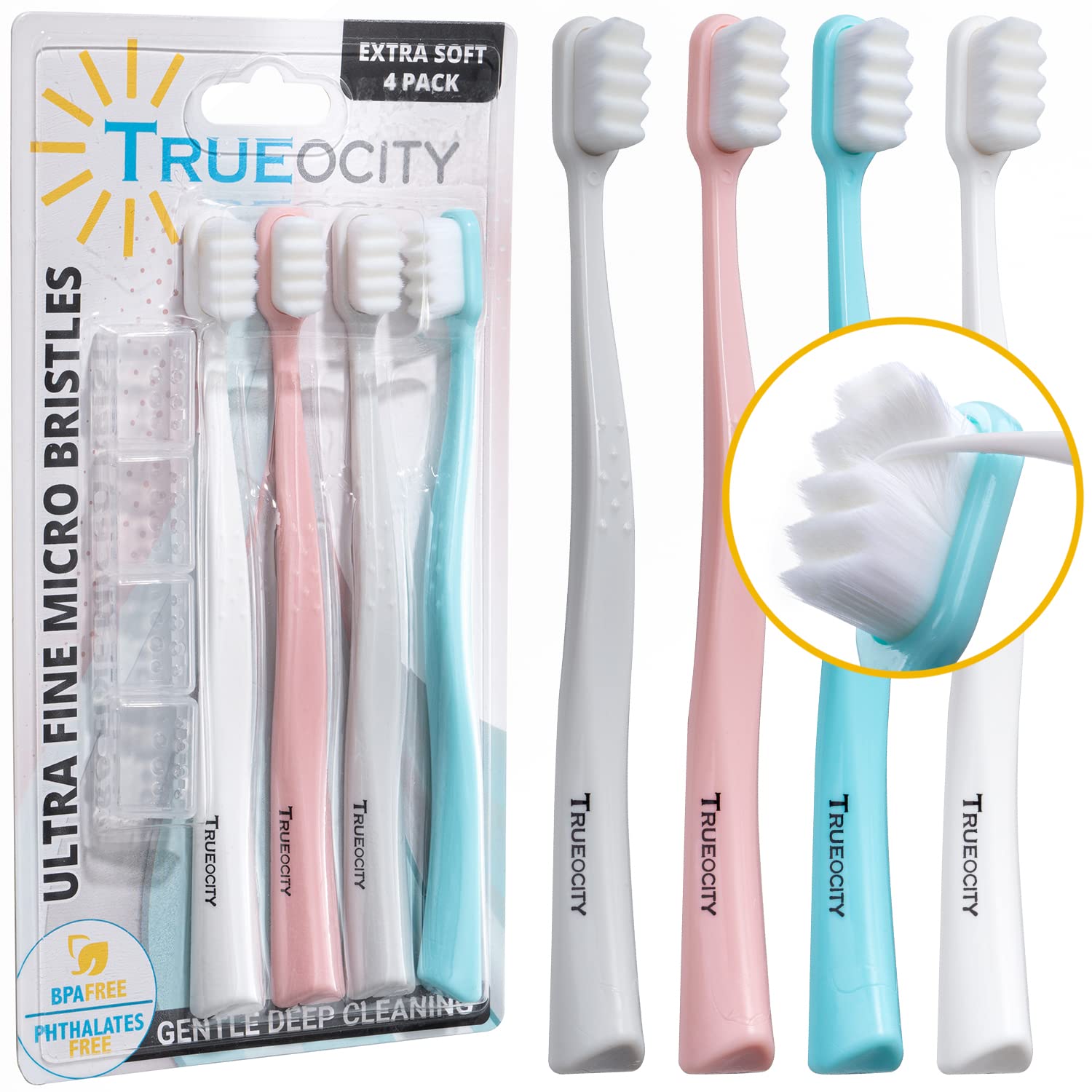 Extra Soft Toothbrushes for Adults - 20,000 Ultra Fine Bristles, Gentle Gum Care for Sensitive Teeth, Super Soft Nano Toothbrush Set | Perfect for Travel, Daily Oral Hygiene & Post-Dental Care