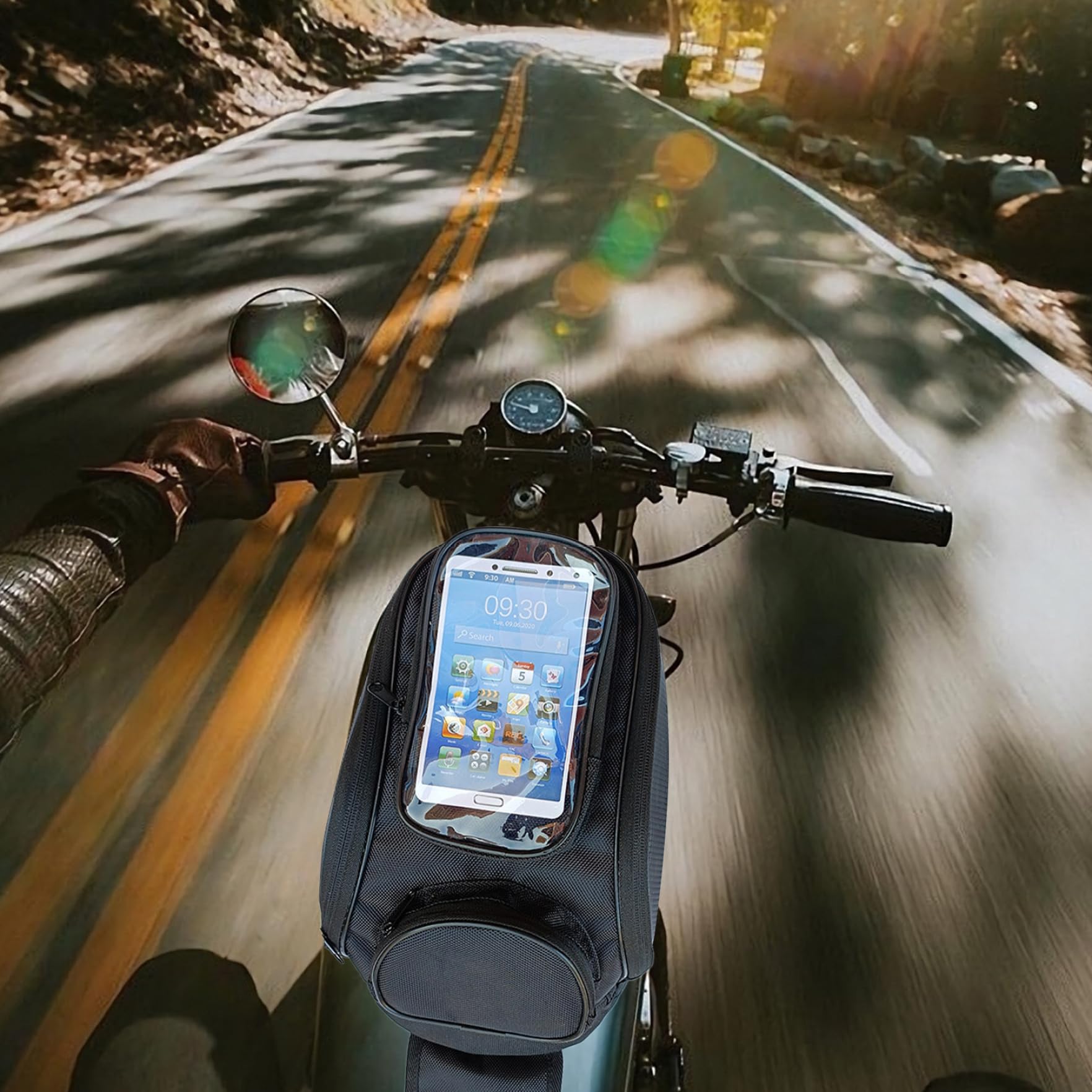 Waterproof Magnetic Motorcycle Tank Bag with Adjustable Strap - for Commuting & Touring