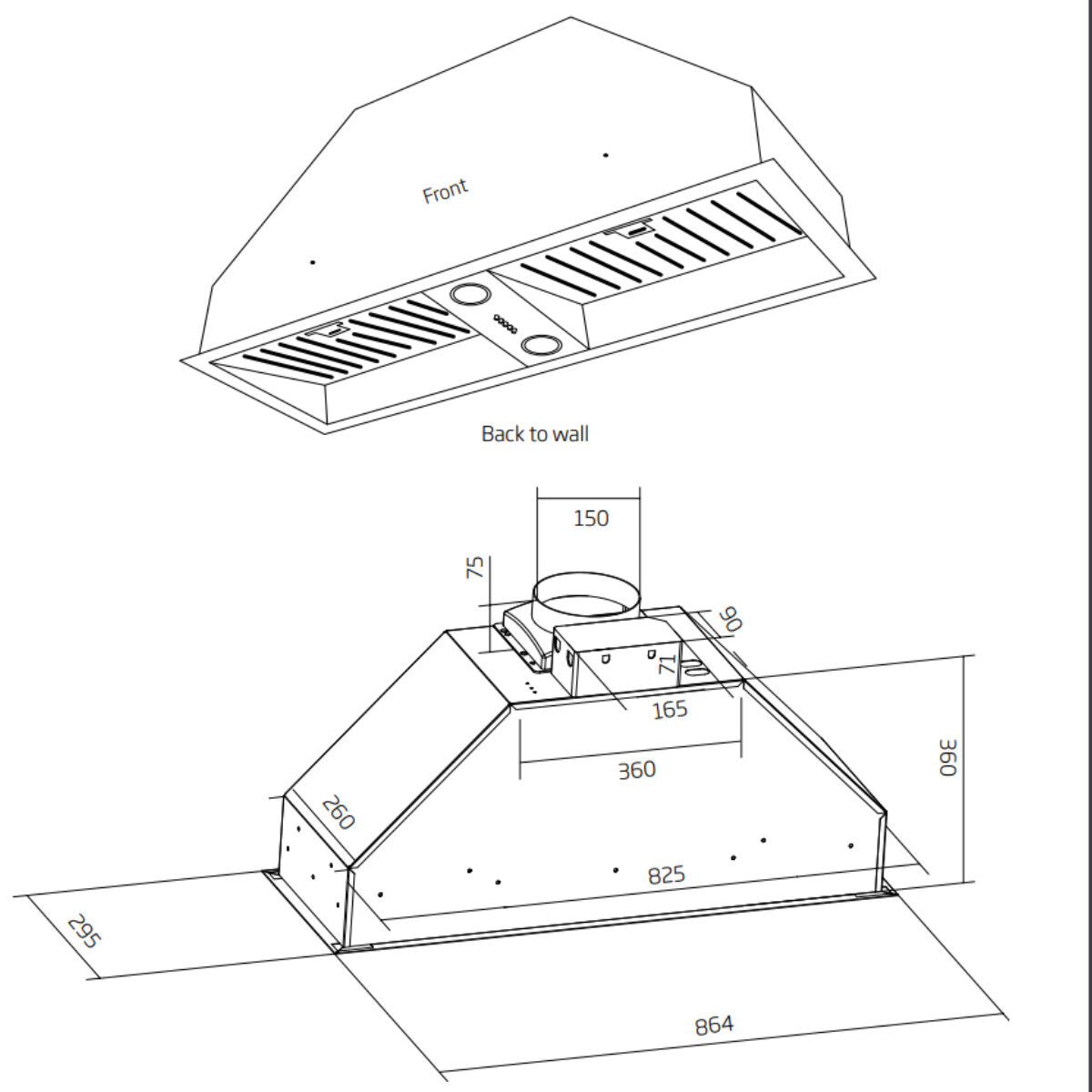 Schweigen 90cm Matte Black Undermount Rangehood with On Board Motor SWU 9B - Powerful Kitchen Ventilation for Smoke & Odor Removal | Perfect for Modern Home Cooking & Open-Plan Kitchens