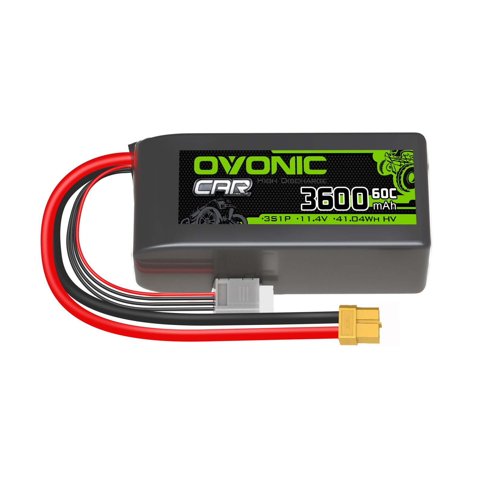 Ovonic 11.4V 3600mAh 60C 3S LiHV High Performance RC Battery with XT60 Connector - Perfect for 1/10 Scale RC Cars, Rock Crawlers, Off-Road Vehicles & Hobby Racing - Long Lasting Power for Extreme Terrain & Competitive Driving
