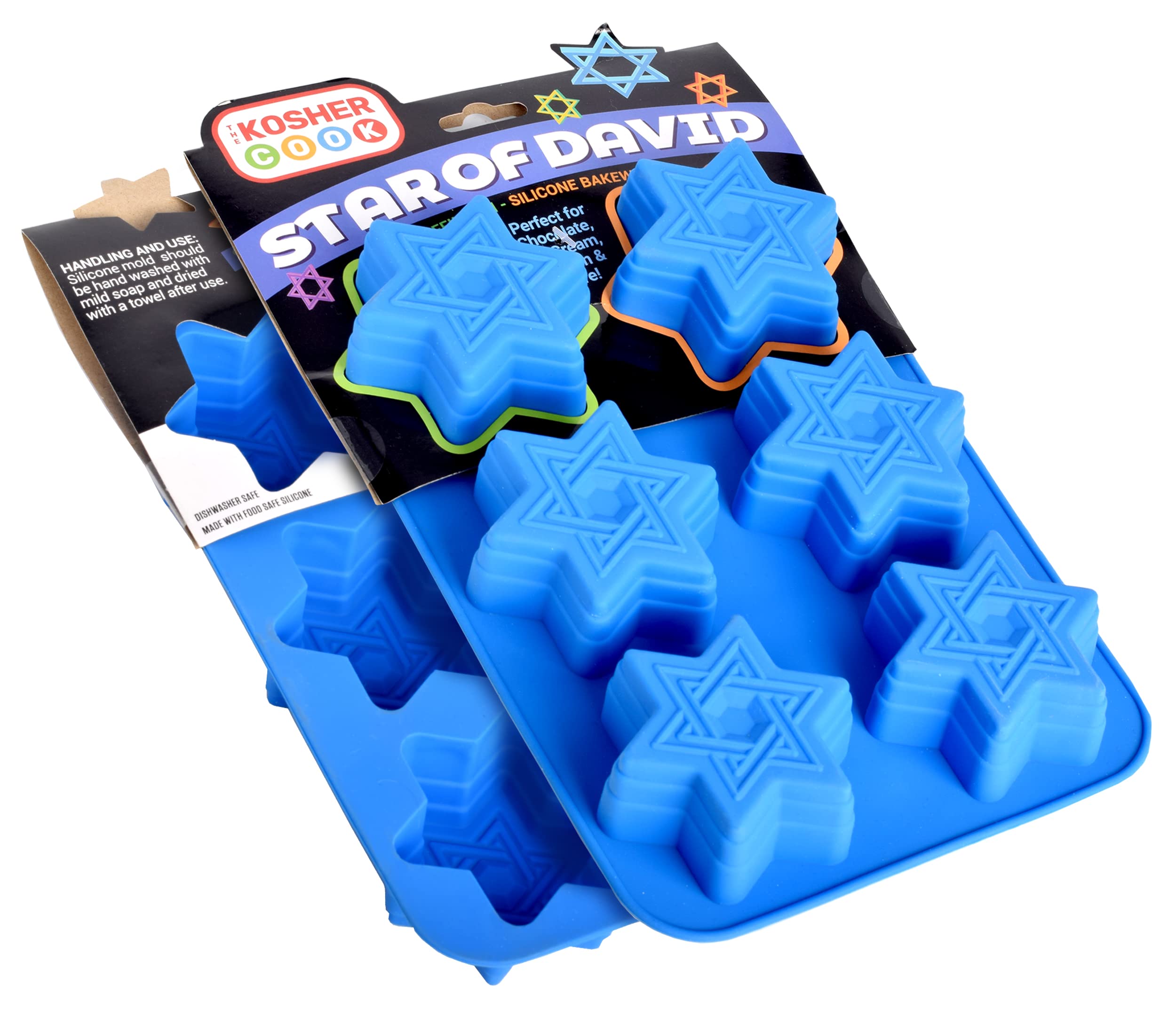 Kosher Star of David Silicone Baking Molds - Oven & Freezer Safe for Chanukah Desserts, Ice Cubes, Chocolate, Candy Making - Perfect for Jewish Holiday Treats & Party Decorations
