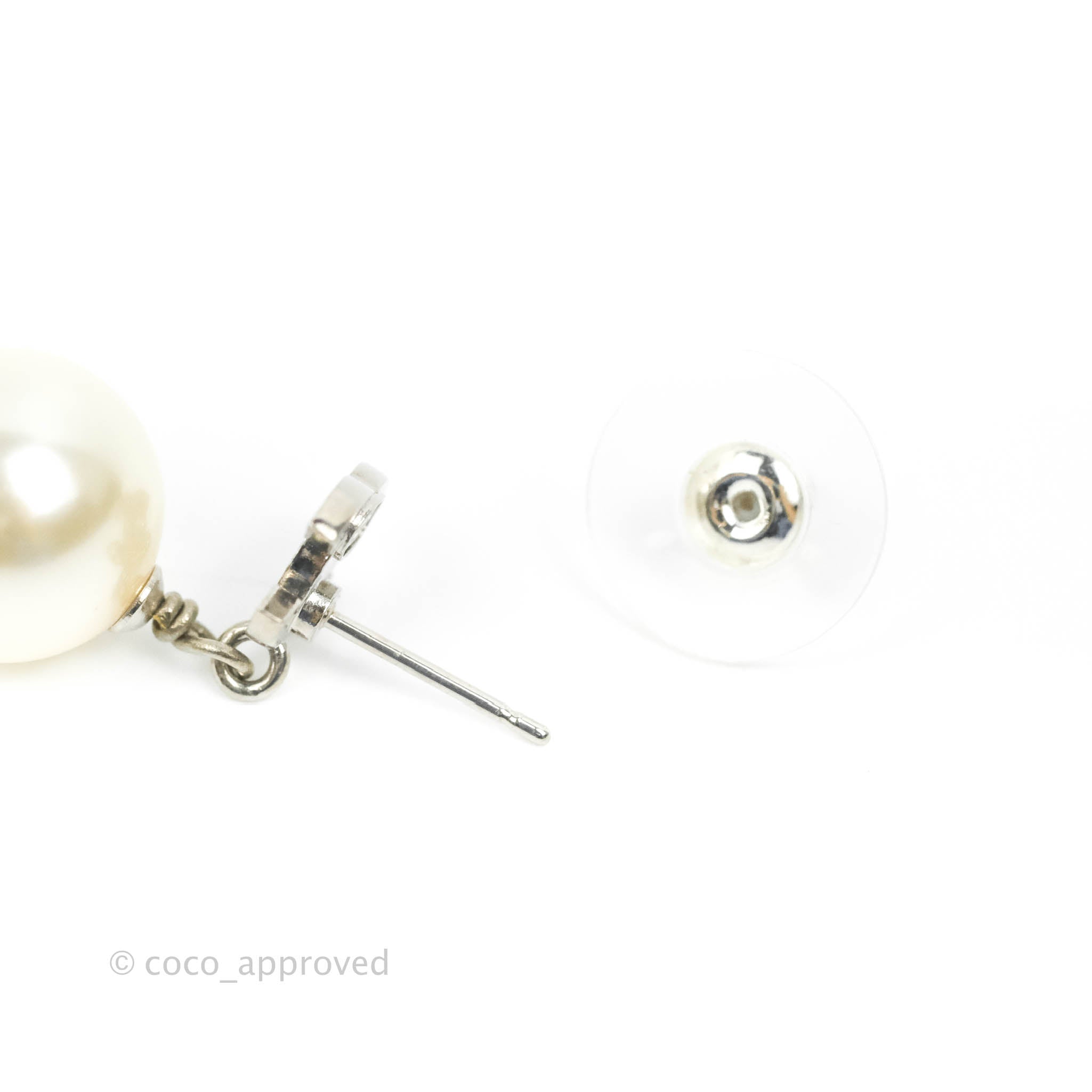 Chanel CC Crystal Pearl Drop Earrings - Silver Tone 23V - Luxury Fashion Jewelry for Women, Perfect for Parties, Weddings & Special Occasions