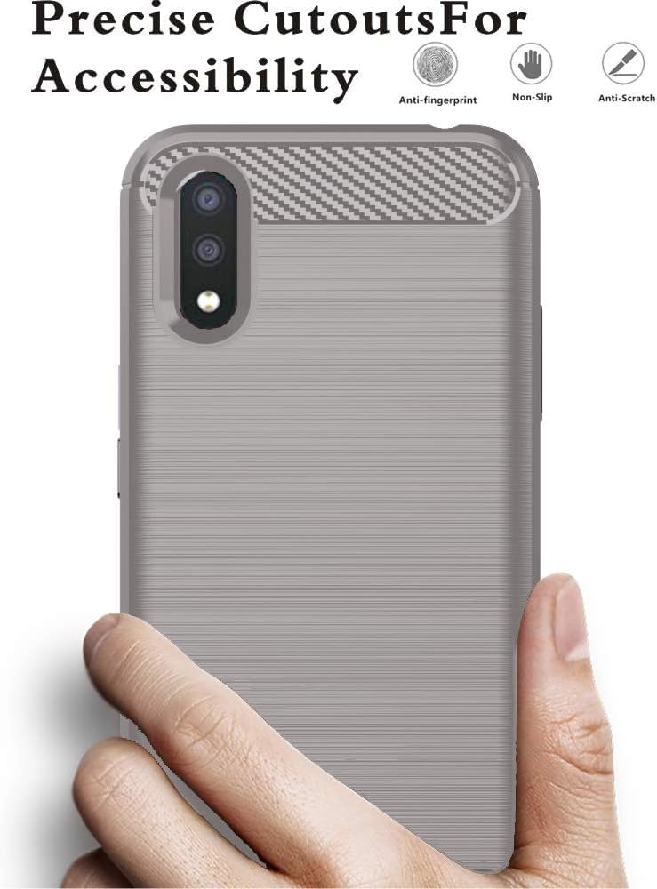 Samsung Galaxy A01 Case with Screen Protector - Shockproof Slim Clear TPU Cover | Transparent Gray Soft Protection | Perfect for Everyday Use, Travel & Outdoor Activities