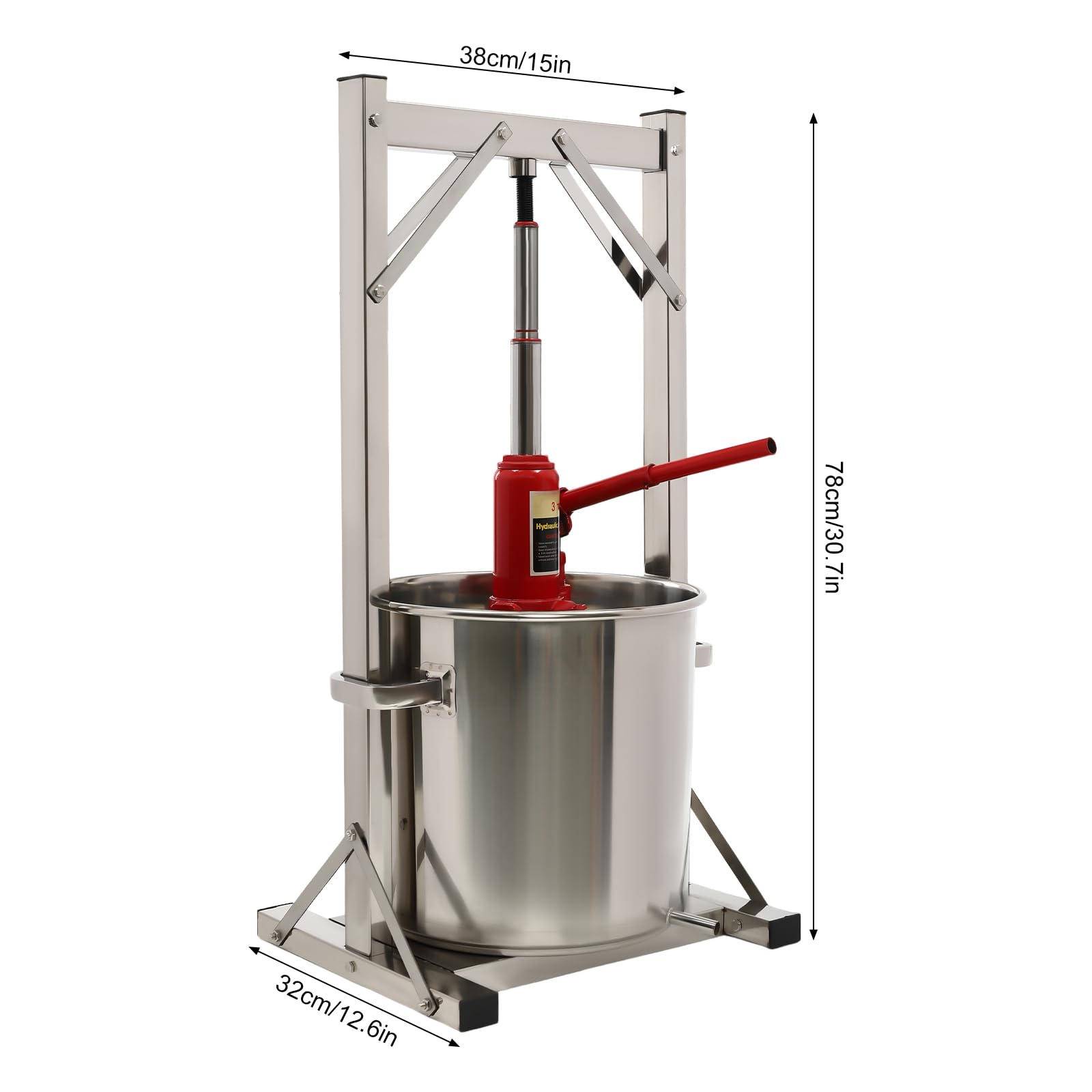 22L/5.8 Gallon Stainless Steel Wine Press - Heavy Duty Fruit Crusher for Grape, Apple & Berry Cider Making - Freestanding Columnar Design for Home Brewing & Winemaking - Perfect for DIY Wine, Juice Extraction & Fermentation Supplies