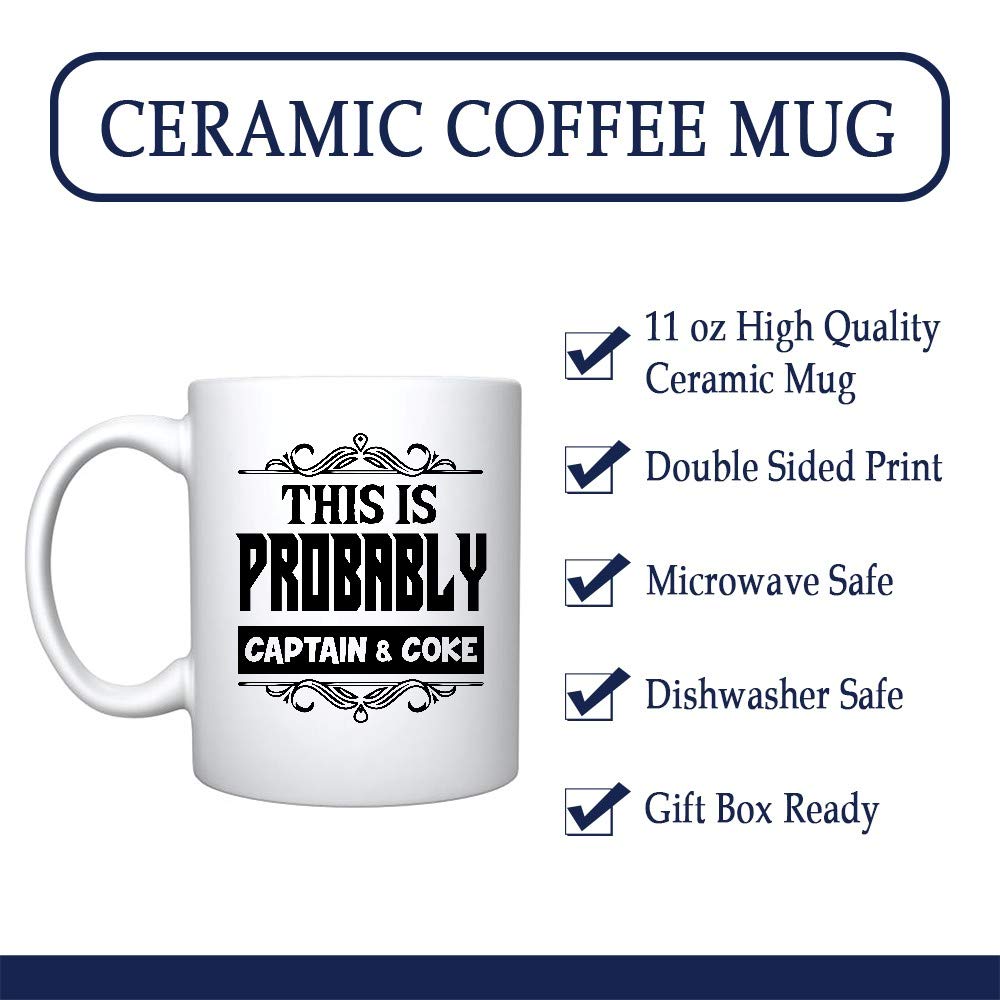 Funny Captain & Coke Ceramic Coffee Mug - Unique Novelty Gift for Mom, Dad, Friends | Bachelor Party, Office, Home Use Coffee Cup