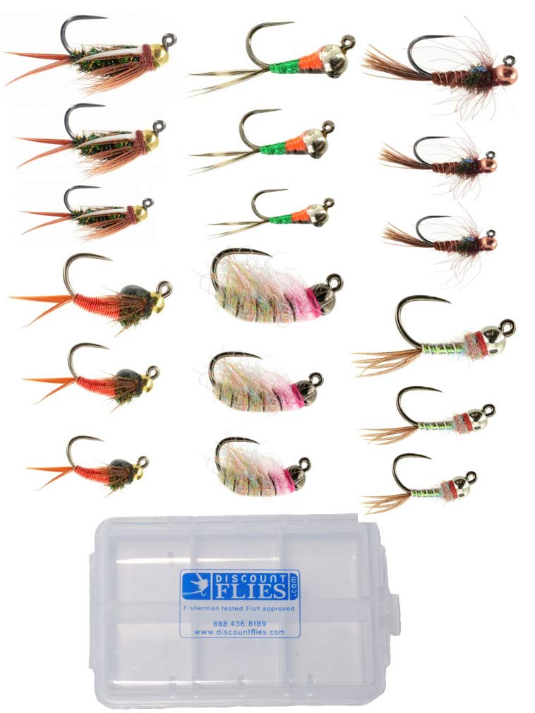 Premium Nymph Fly Fishing Flies Kit - 24 Realistic Trout Flies with Durable Fly Box - Sharp Strong Hooks for Effective Fly Fishing - Perfect for Streams, Rivers and Lakes Trout Fishing Adventures