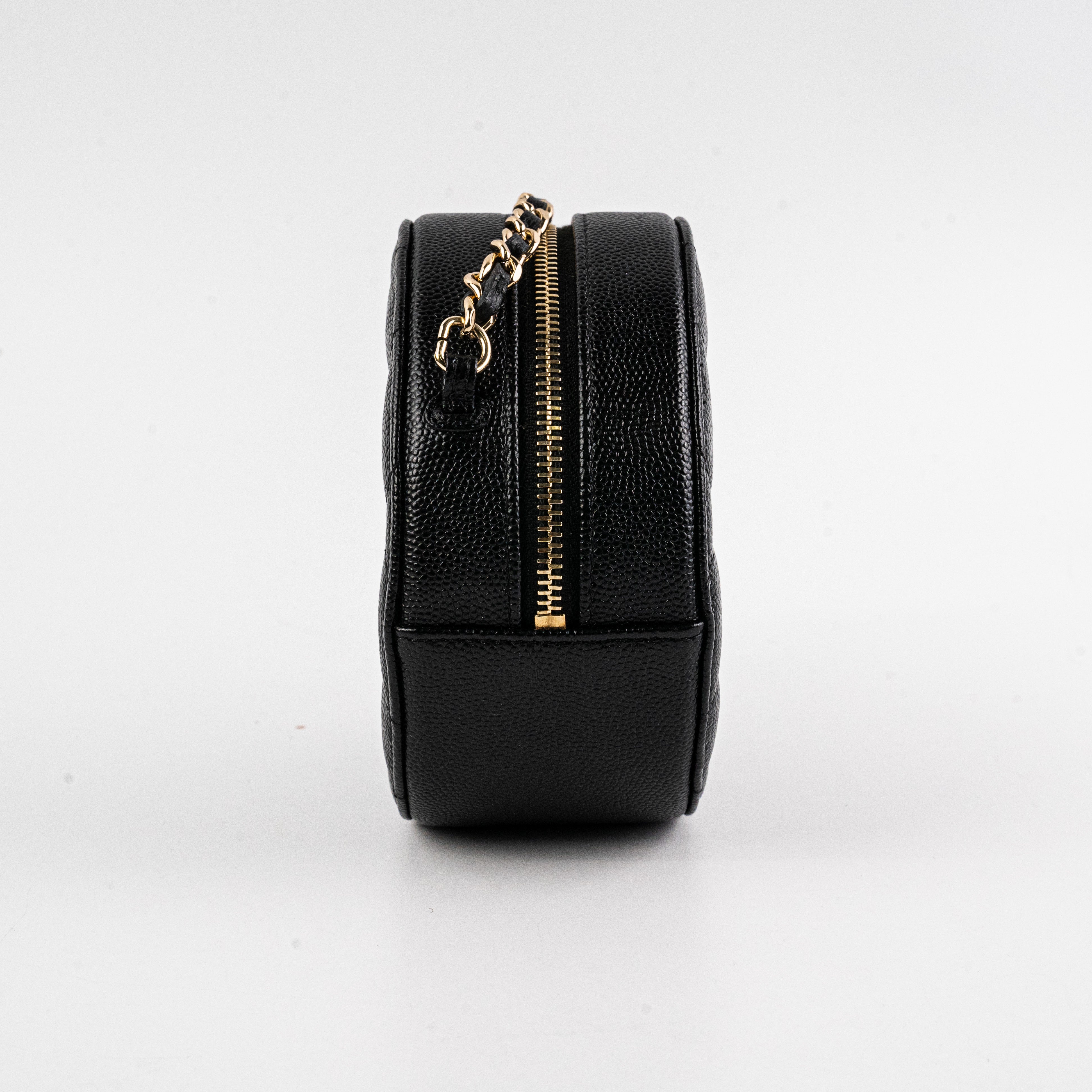 Chanel Mini Round Caviar Leather Crossbody Bag - Black Luxury Handbag for Women | Perfect for Evening Parties, Date Nights & Special Occasions