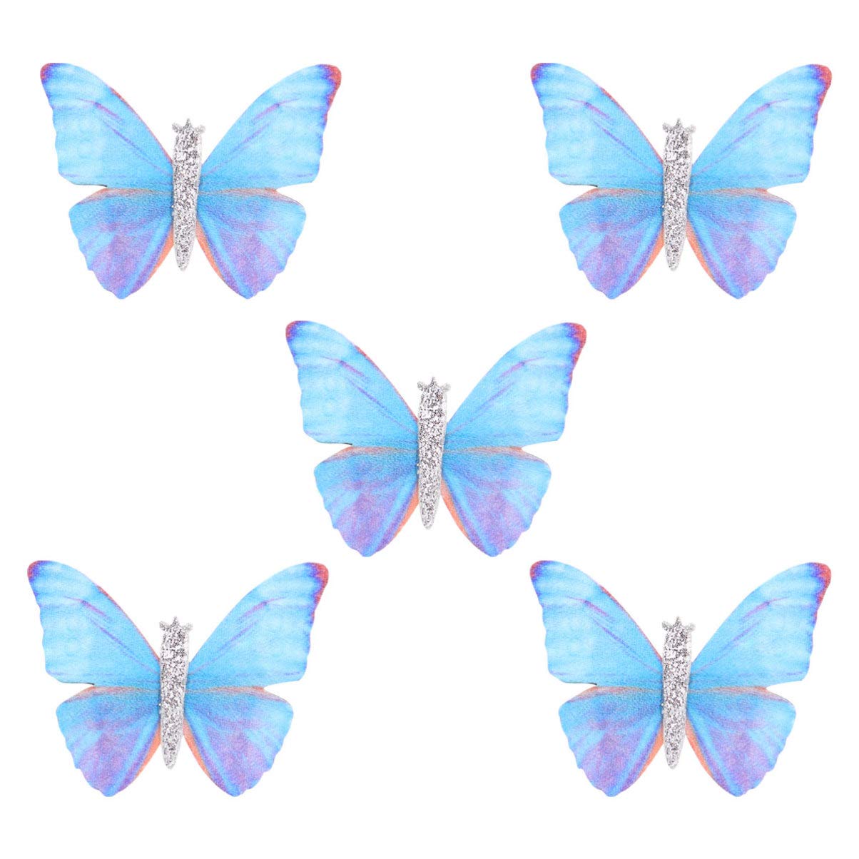 5Pcs Butterfly Hair Clips - Mini Glitter Barrettes for Girls & Women - Fairy Bobby Pins for Wedding, Party, Bridal Accessories (Blue) - Perfect for Everyday Wear, Special Occasions & Gift Giving
