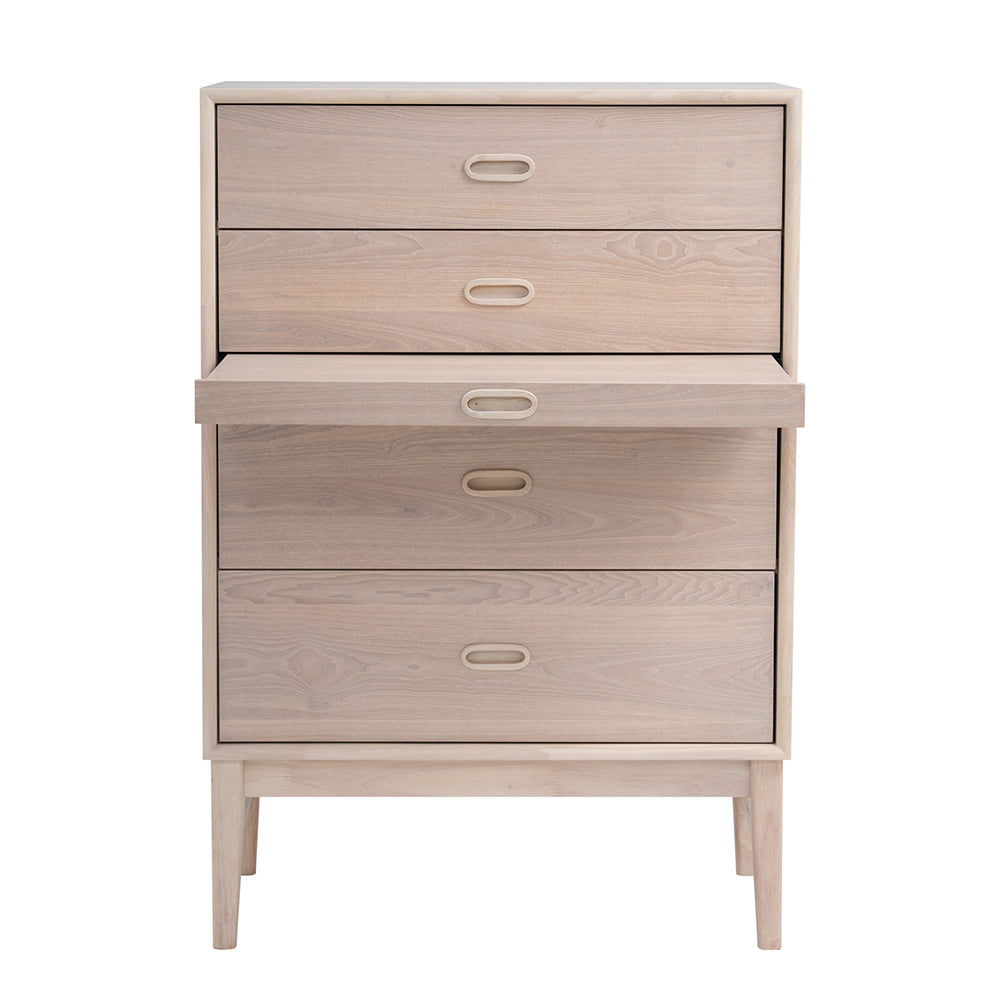 HAYTON 70cm Tall Sideboard - White Oak Solid Wood Buffet Cabinet for Dining Room, Living Room & Entryway Storage