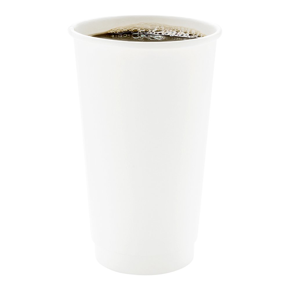 20oz Disposable Coffee Cups - 250 Pack Insulated Double Wall Paper Hot Beverage Cups, Leakproof & Eco-Friendly, White Rolled-Rim Design - Perfect for Coffee Shops, Offices, and Catering Events (Lids Sold Separately)