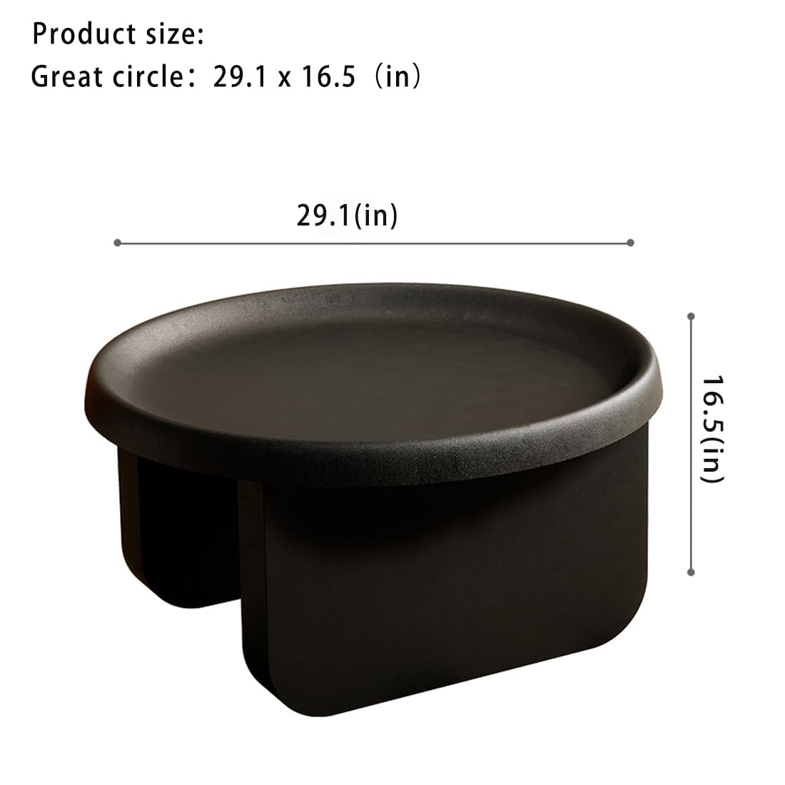 Modern Round Coffee Table Set - Black Nesting Metal Center Table for Living Room, Unique Circle Design (29.1 x 16.5 Inches) - Perfect for Small Spaces, Apartment Decor & Contemporary Home Furnishings