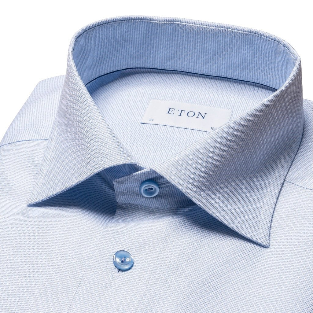 ETON Men's Semi-Solid Dobby Dress Shirt - Single Cuff, Contemporary Fit, Light Blue | Formal & Business Attire for Office & Special Occasions