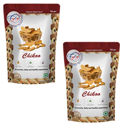 Freeze Dried Chikoo Snacks for Kids & Adults - 1.5kg (2x750g) | Vegan, Dehydrated Fruit | Perfect for Camping, Hiking & Emergency Food Storage | Long Shelf Life Pantry Groceries | Healthy Survival Food Slices