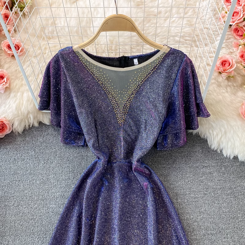 Elegant Sparkling Round Neck Long Prom Dress for Women - Perfect for Evening Parties, Weddings & Special Occasions