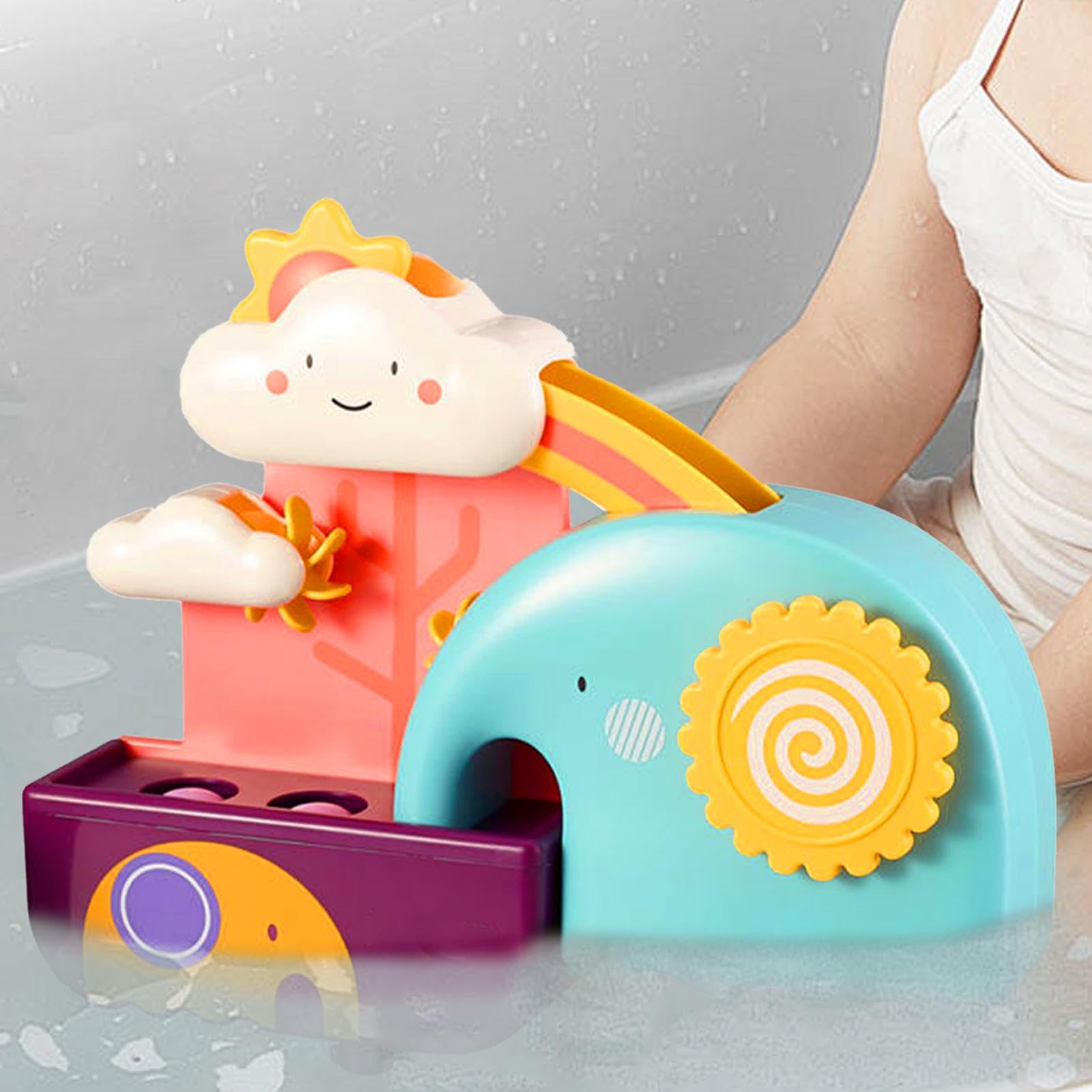 Water Slide Bathtub Toys - No Hole Floating Elephant Squirting Bath Toys for Toddlers | Interactive Swimming Pool & Bath Time Fun for Kids | Perfect for Indoor Play, Baby Bath Time & Backyard Pool Parties