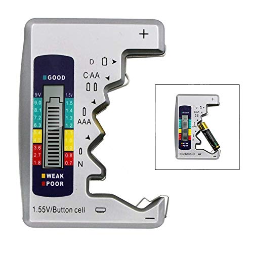 Universal Battery Tester - Household Multi-Purpose Cell Checker for AA AAA C D 9V & 1.55V Button Batteries - Perfect for Home, Office, and Emergency Kits
