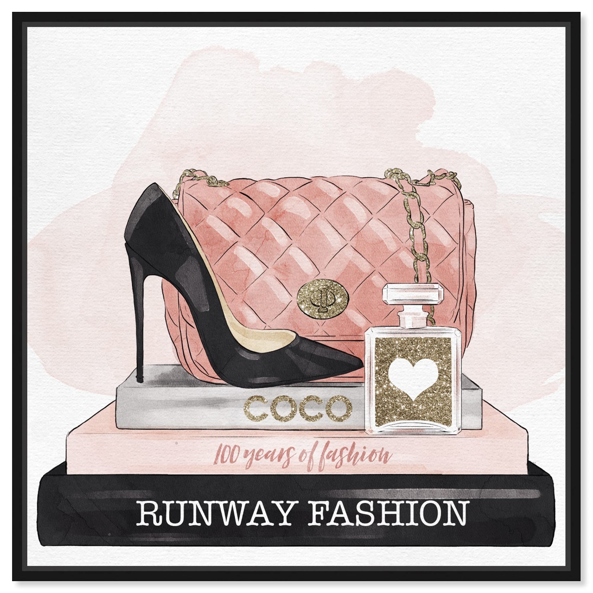 Oliver Gal Artist Co. Fashion & Glam Wall Art - Framed Canvas Prints with Gold Glitter Accessories & Books - Perfect for Home Decor, Office & Gift Giving