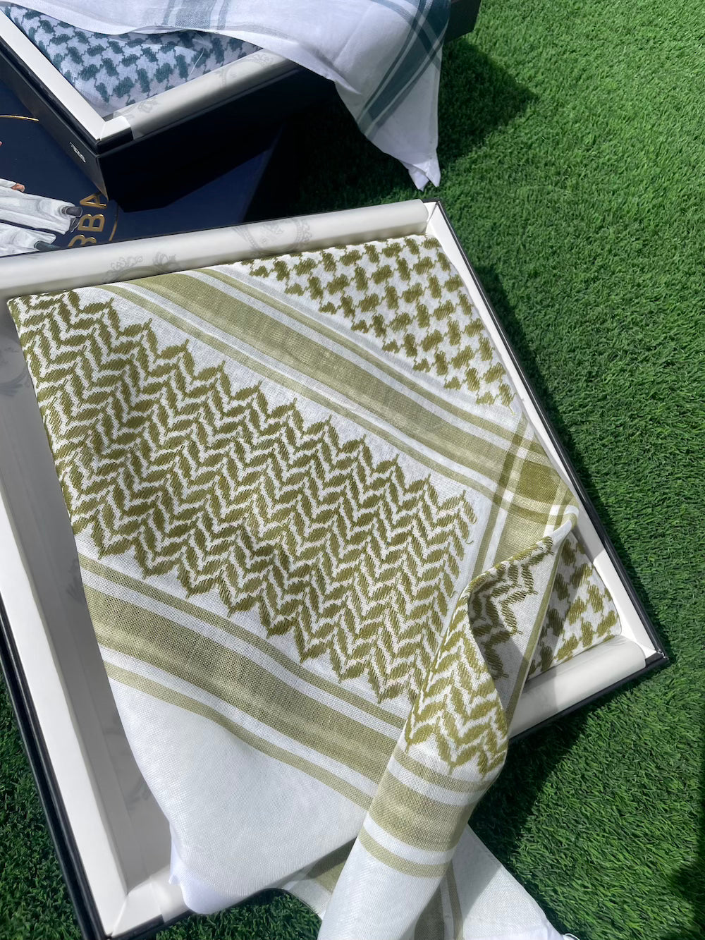 Vibrant Olive Green Keffiyeh Scarf - 55
