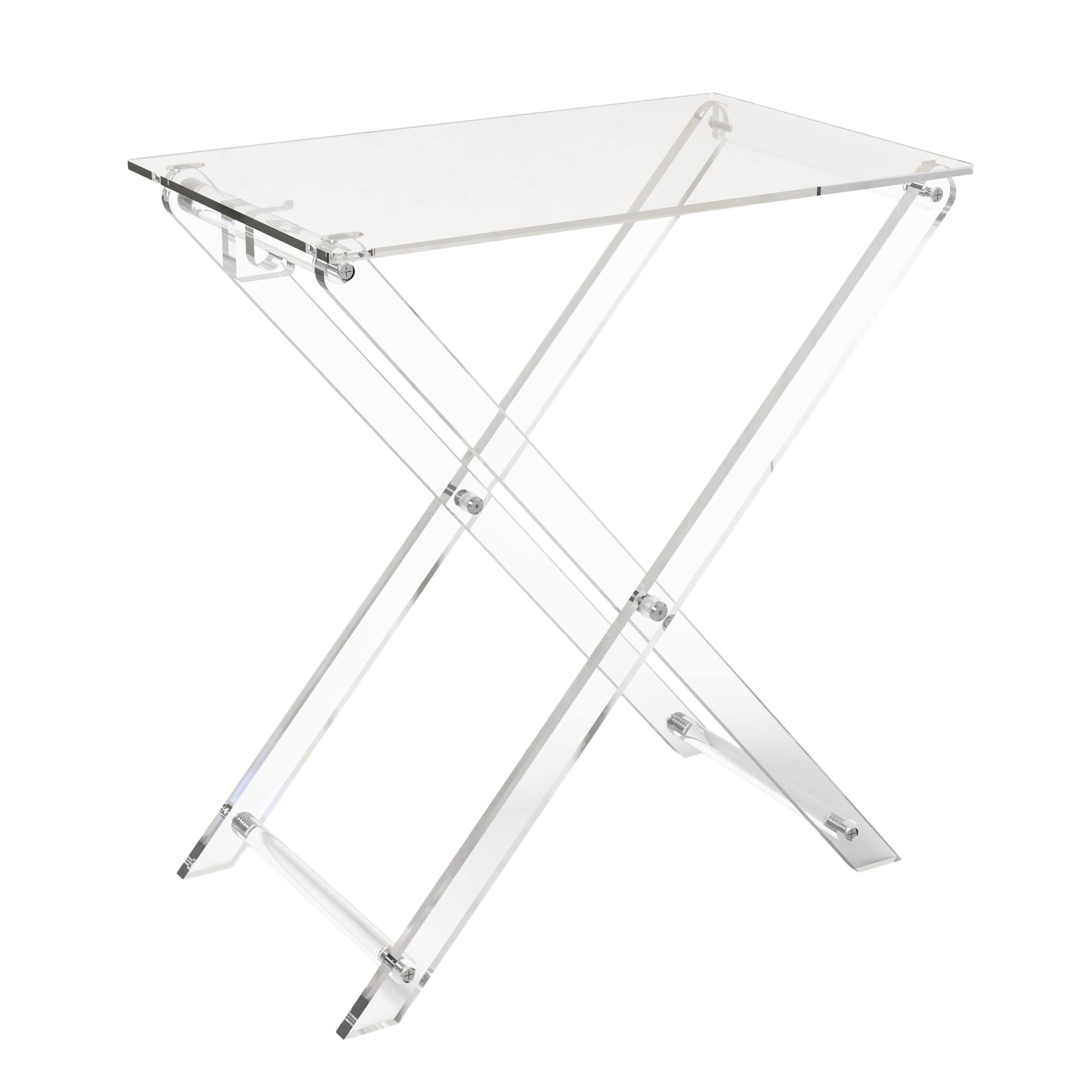 CRYSFLOA Acrylic Folding TV Tray Table - Modern Space-Saving Side Table for Living Room, Bedroom & Kitchen - Lightweight Portable Snack Table with Easy Assembly - Perfect for Movie Nights, Breakfast in Bed & Small Space Dining