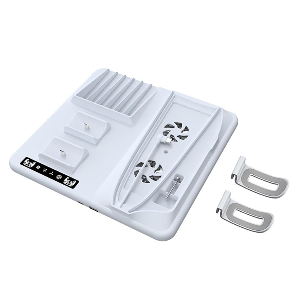 PS5 Slim Cooling Station with Dual Controller Charger & 6 Game Disc Slots - Perfect for Gaming Setups & Organized Playstation Accessories