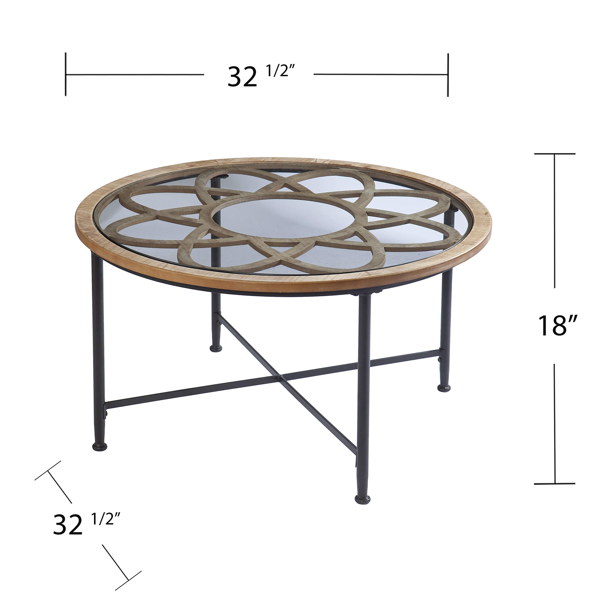 SEI Furniture Melvoir Cocktail Table - Black/Natural Finish Coffee Table for Living Room, Lounge & Home Decor - Modern Side Table for Drinks & Snacks