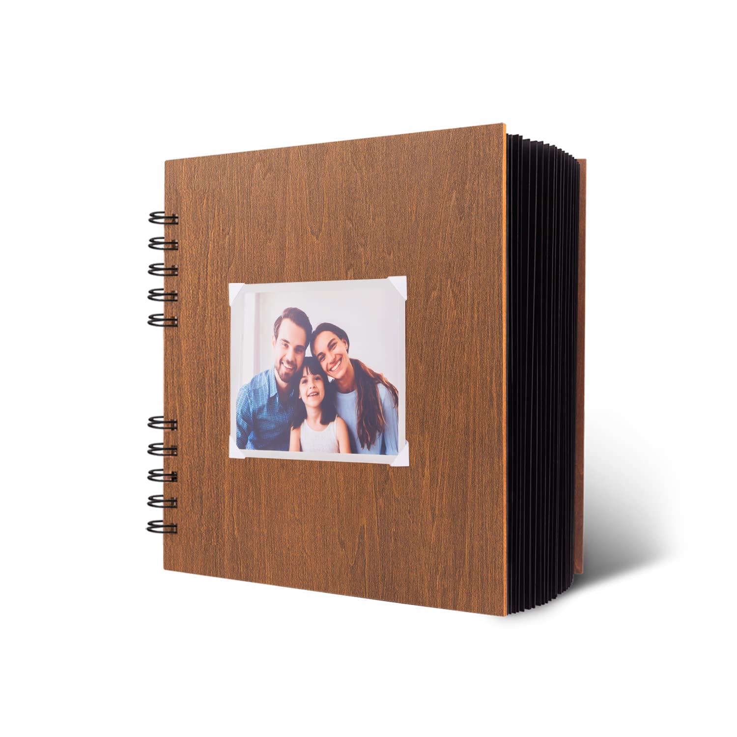 Creawoo 8x8 Inch Wooden DIY Scrapbook Photo Album - 80 Black Blank Pages Hardcover Memory Book for Wedding, Anniversary, Baby Shower & Family Photos | Perfect Gift for Special Occasions, Home Decor & Creative Scrapbooking Projects