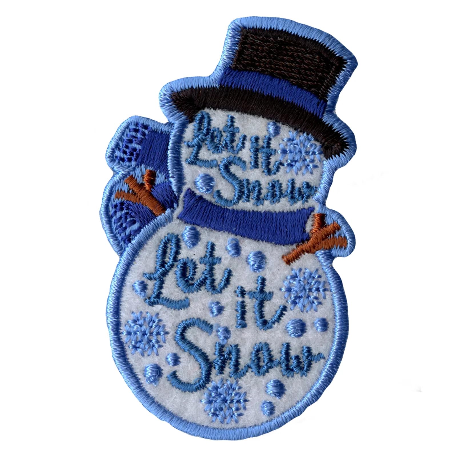 Let It Snow Snowman Embroidered Iron On Patch - DIY Christmas Holiday Decoration for Jackets, Hats, Bags & Gifts