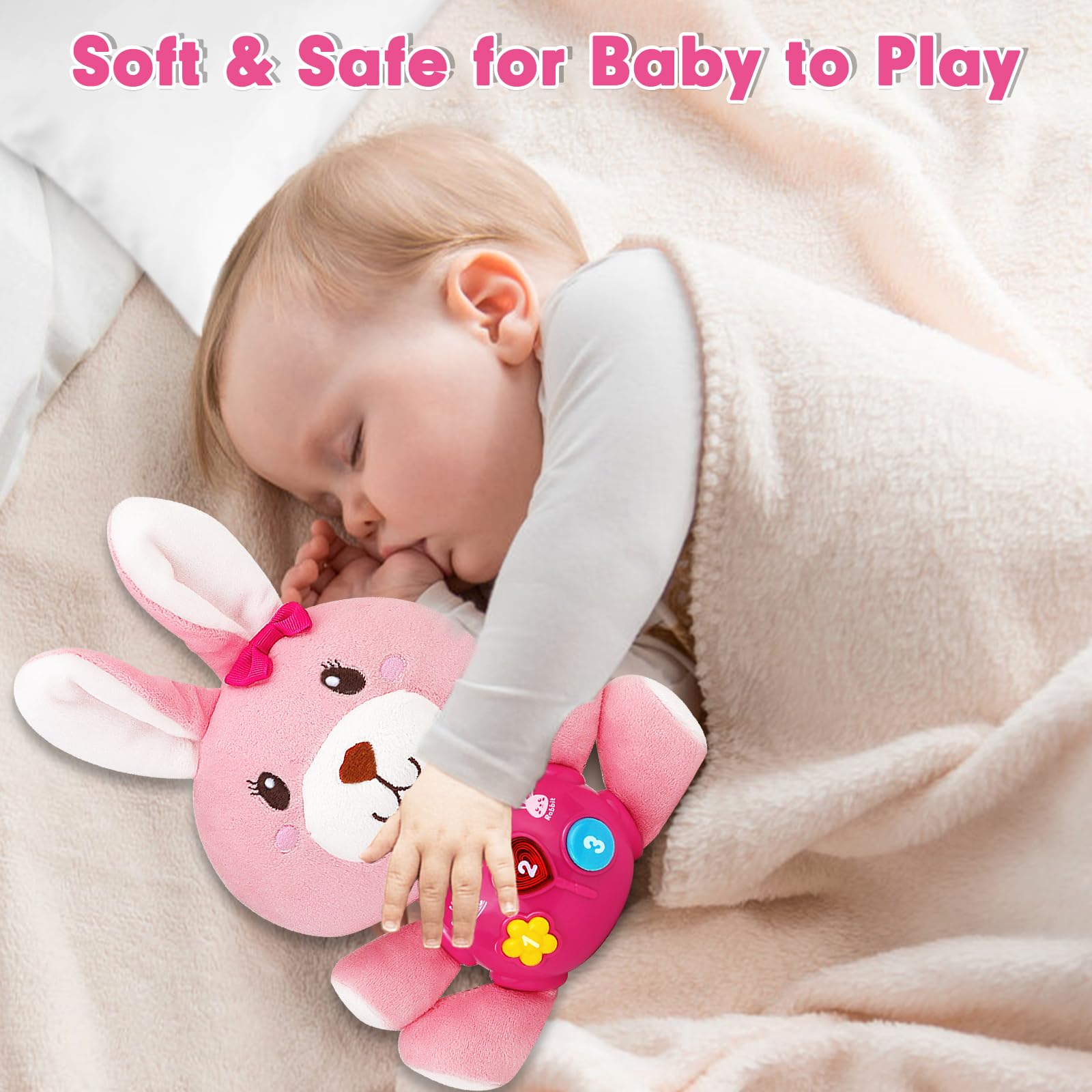 Soft Musical Easter Bunny Plush Toy for Babies 0-12 Months - Cuddly Stuffed Animal with Gentle Music - Perfect Easter Gift for Newborns, Infants & Toddlers (Girls & Boys) - Great for Nursery Decor, First Easter Celebration & Sensory Play