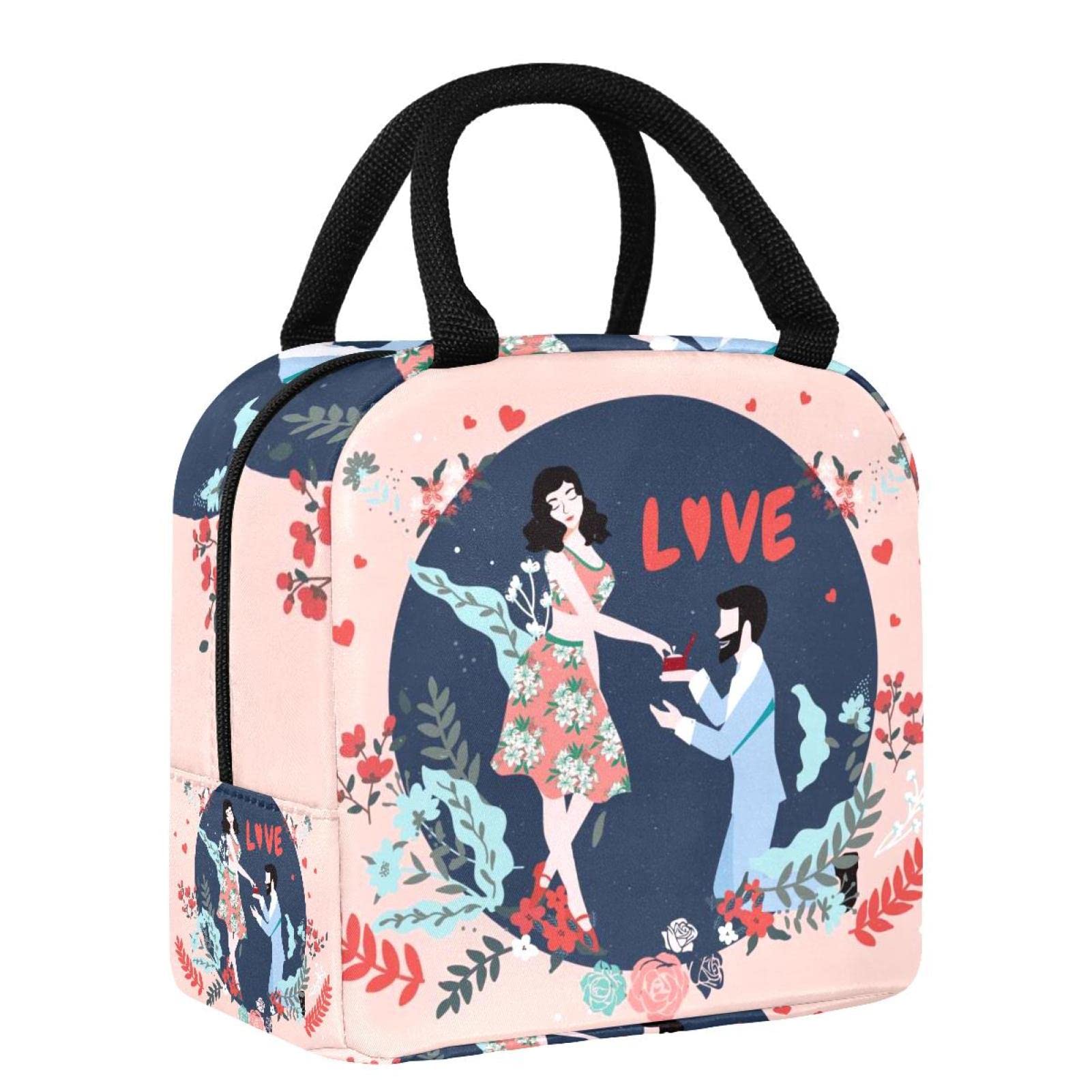Insulated Lunch Box for Work & School - Cute Engagement Paint Design, Leak-Proof Cooler Tote Bag for Picnic, Travel & Outdoor Activities - Food Container for Men & Women (Ideal for Office, Hiking & Daily Commute)