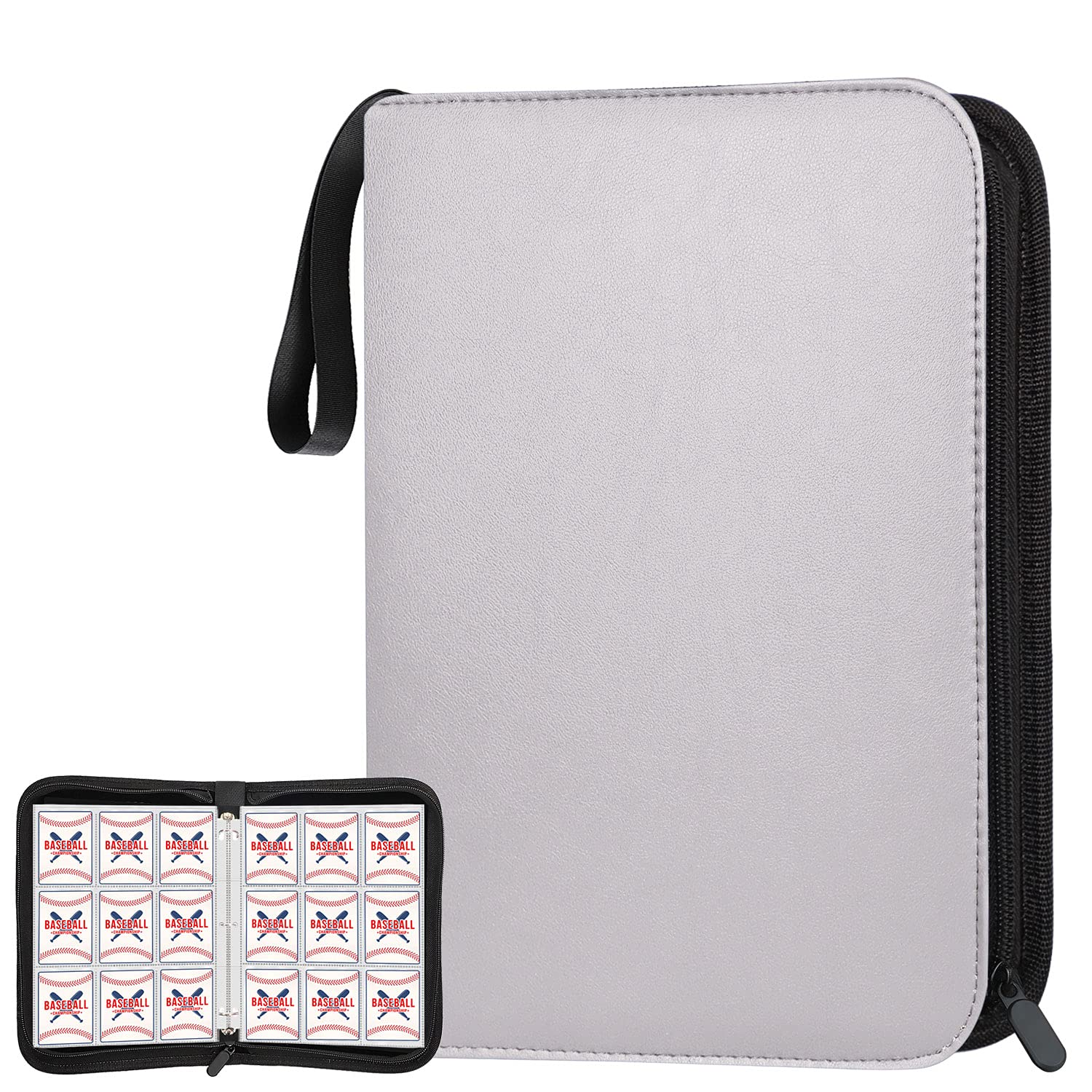 Pokonboy 720-Pocket Trading Card Binder Sleeves - Premium Baseball & Football Card Holder Organizer with Durable Grey Cover - Perfect for Collectors, Tournaments and Card Storage Organization