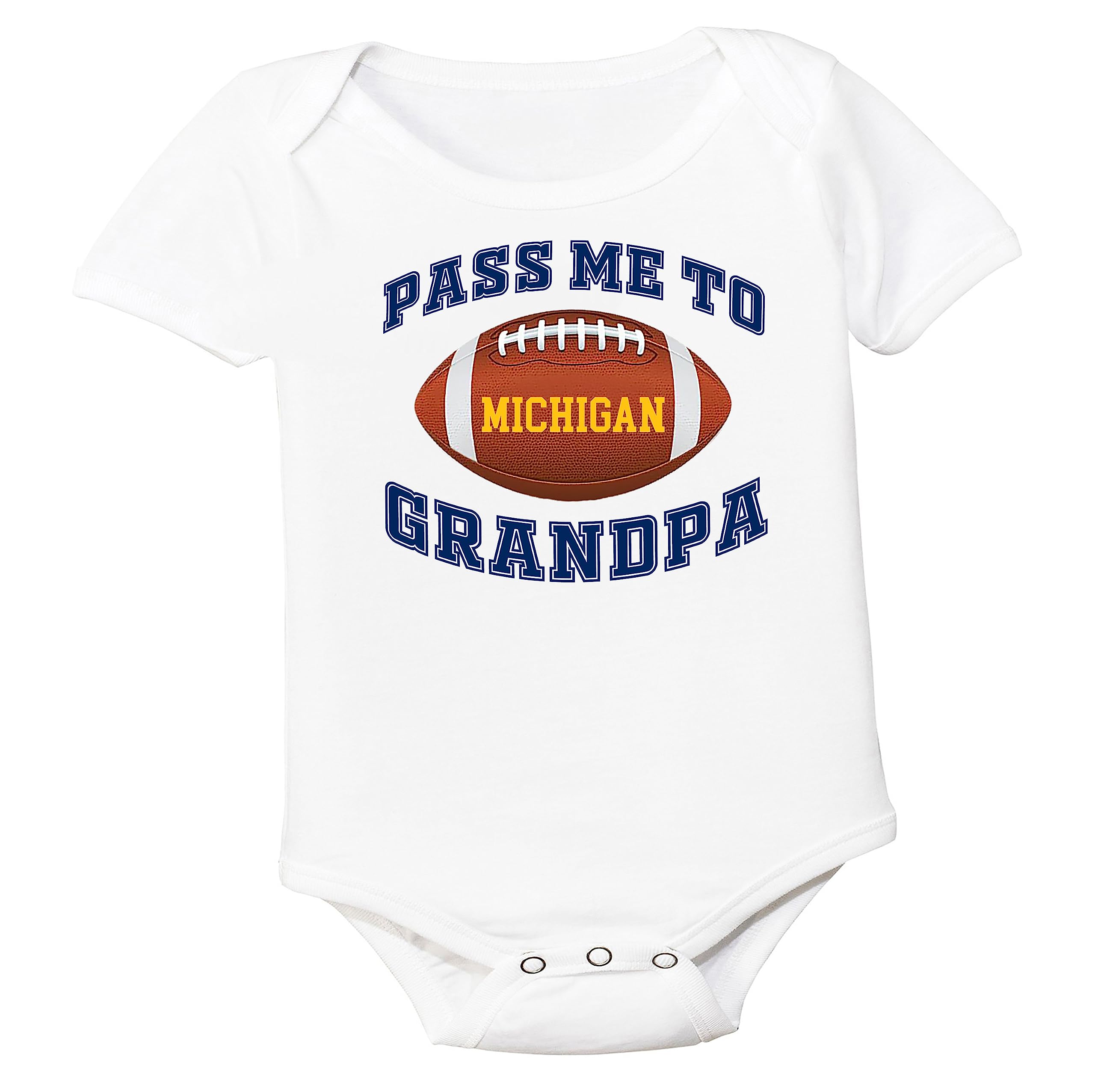 Michigan Football Fan Baby Bodysuit - 'Pass Me to Grandpa' Cute Onesie for Newborns & Infants - Perfect for Game Day, Family Photos & Grandparent Gifts