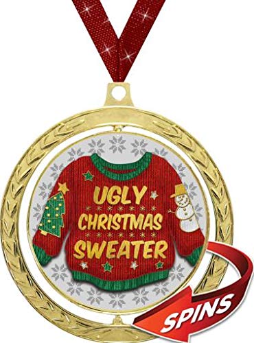 2.5 Inch Ugly Christmas Sweater Contest Medals - Fun Holiday Party Awards for Ugly Sweater Competitions, Christmas Office Parties & Festive Family Gatherings