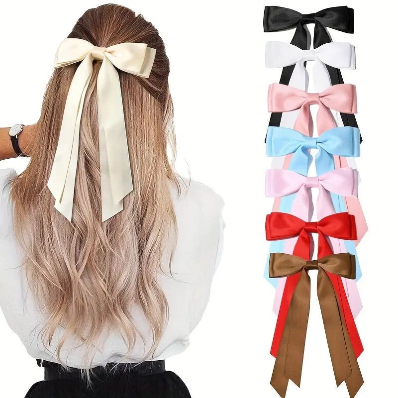 Silky Satin Hair Barrettes with Bows - Elegant Hair Accessories for Women & Girls - Perfect for Weddings, Parties & Everyday Styling