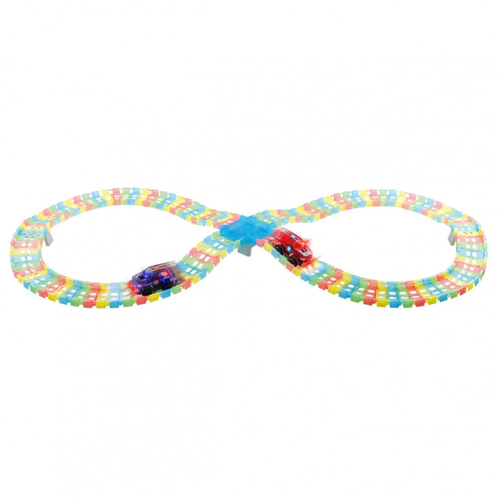 PlayGo Toys Flexi Track LED Duel Racer - High-Speed Racing Car Set with Glow-in-the-Dark Tracks for Kids - Perfect for Indoor & Outdoor Play, Birthday Gifts, and Family Game Nights