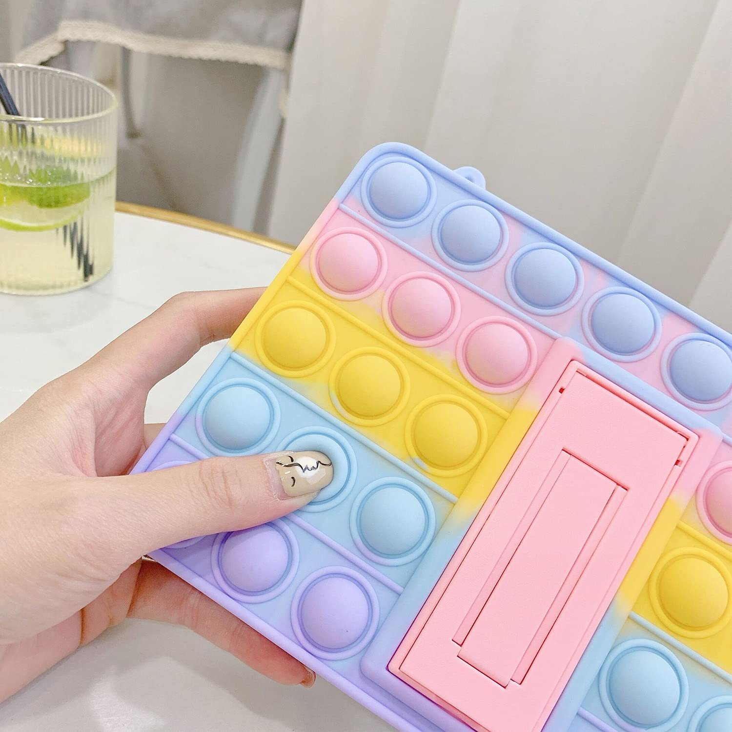 **Pop It iPad Air 5th/4th Gen Case (2022/2020) - Cute Silicone Tablet Cover with Fidget Toy, Stand & Shoulder Strap for Apple iPad Air 10.9
