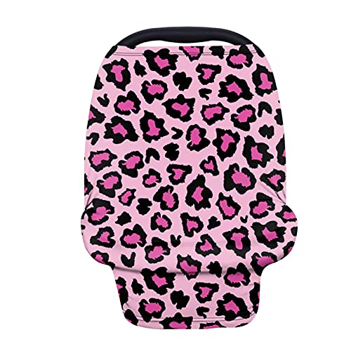 GLENLCWE Pink Leopard Print Baby Car Seat Covers - Soft Nursing & Breastfeeding Cover for Shopping Carts, High Chairs & Strollers - Perfect for Outings, Travel & Daily Use