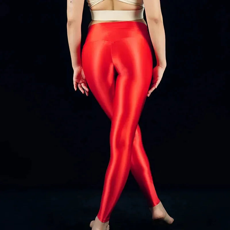 Sexy High Gloss Leggings for Women - Push Up Tight Fitting Yoga Pants with Smooth Shiny Finish | Perfect for Gym, Workout, Fitness & Night Out