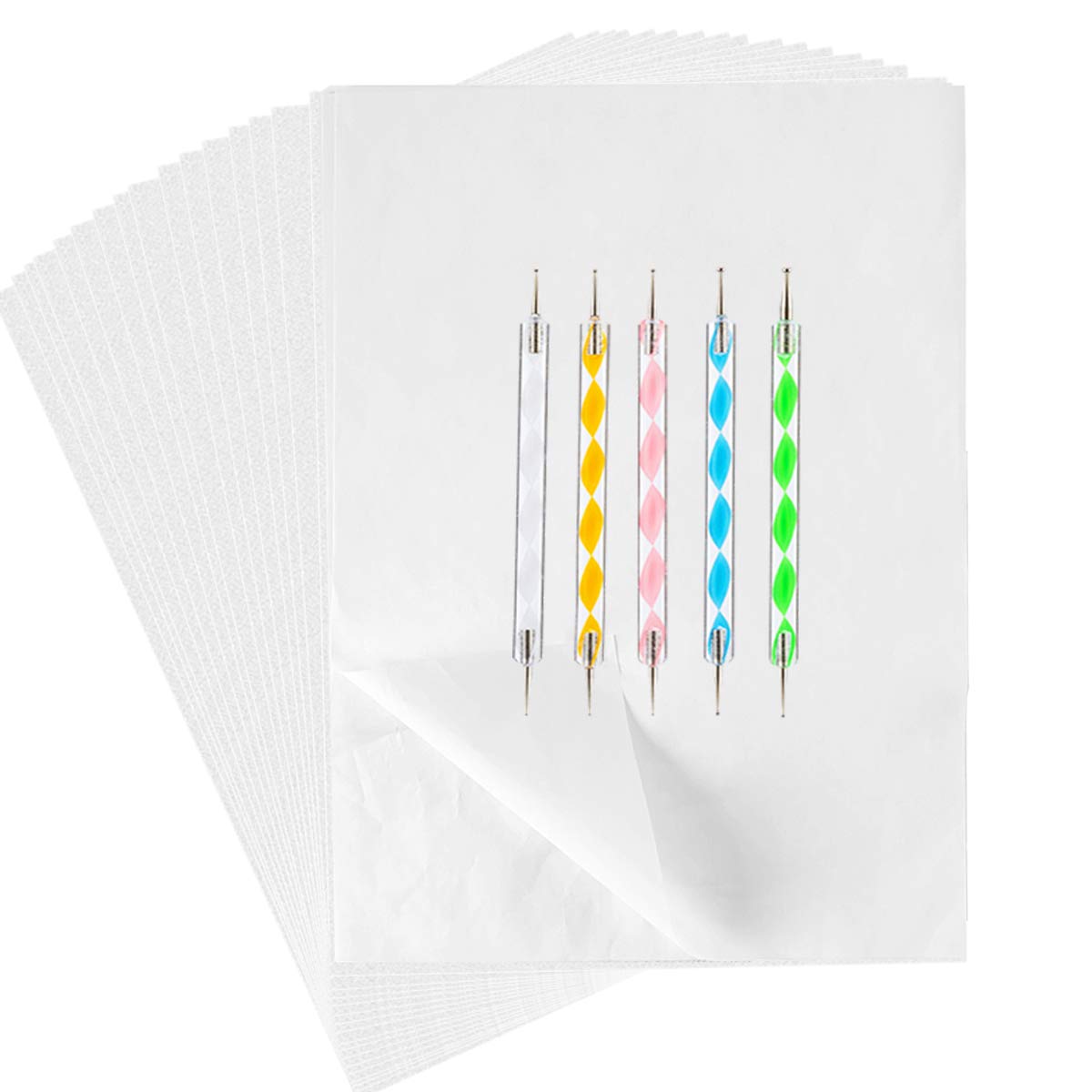 150-Piece White Carbon Transfer Paper Tracing Sheets with 5 Embossing Stylus Tools - 11.7