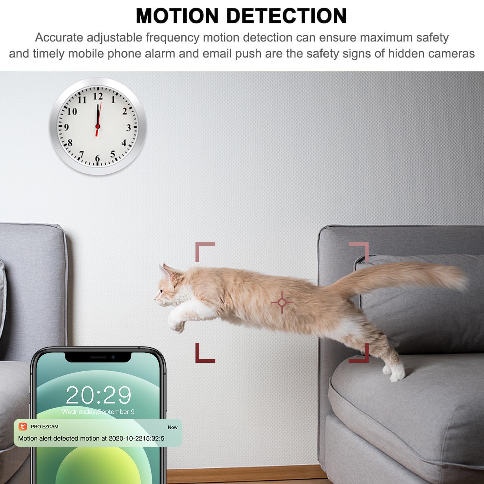 Hidden Spy Camera Wall Clock - 1080P HD WiFi Wireless Security Camera with Motion Detection Alarm, Mini Video Recorder for Home & Office Surveillance (No Audio) | Ideal for Nanny Monitoring, Elderly Care, and Business Security