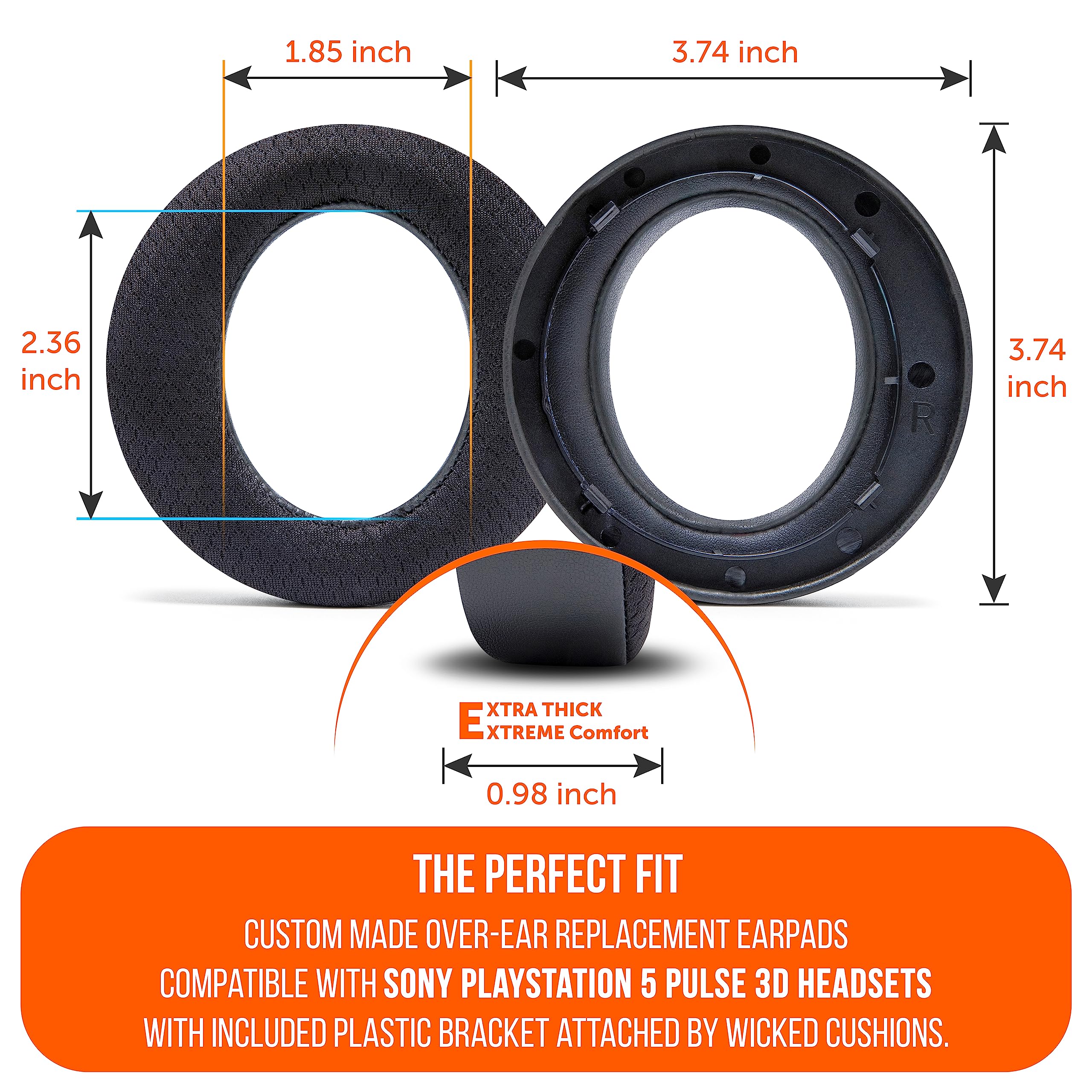 Wicked Cushions WC Freeze Pulse 3D Cooling Gel Earpads for Sony PS5 Pulse 3D Headset - Enhanced Comfort with Thicker Cushion & Wider Opening (Black) - Perfect for Gaming, Streaming & Long Sessions