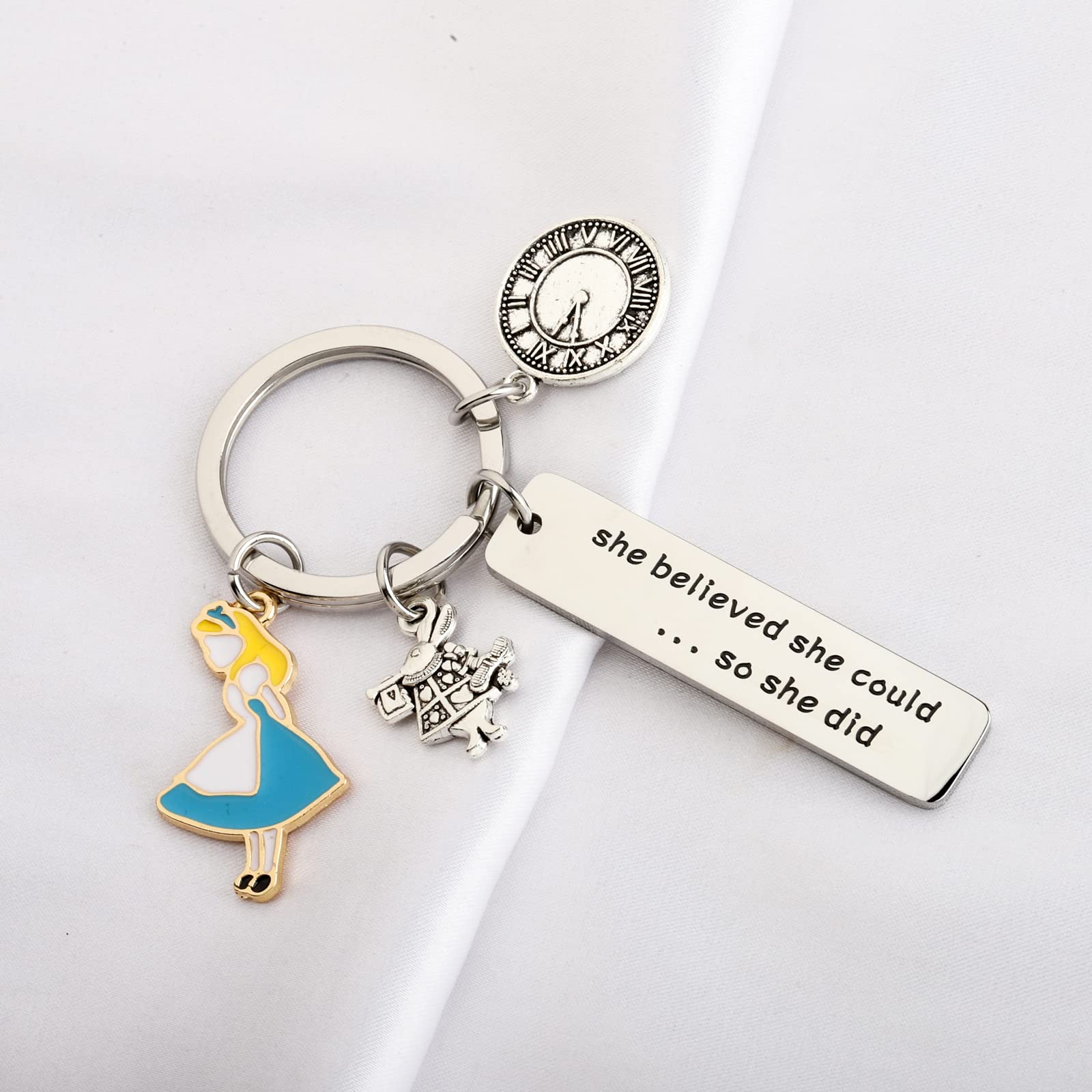 FOTAP Alice Bracelet - Inspirational 'She Believed She Could So She Did' Motivational Jewelry for Women - Perfect Gift for Alice Fans, Graduation, Birthday & Daily Encouragement