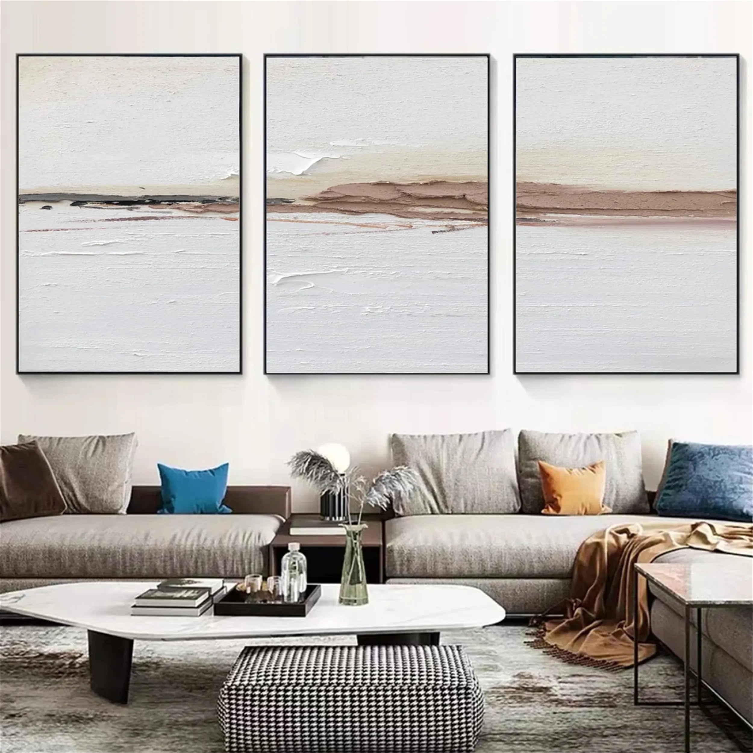 Abstract Tranquility Set of 3 Wall Art Prints - Modern Minimalist Home Decor for Living Room, Bedroom & Office - #AB138