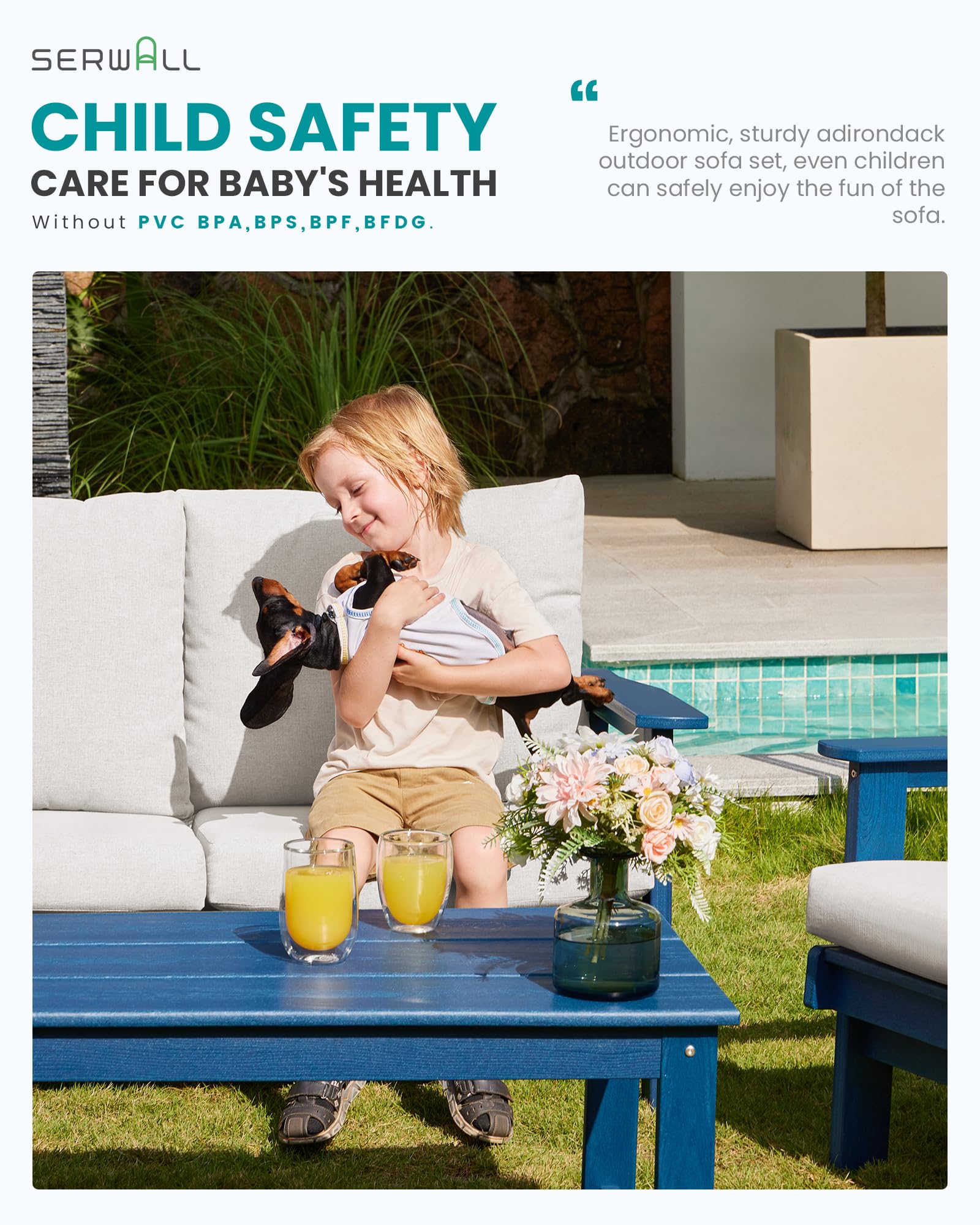 SERWALL HDPE All-Weather Outdoor Coffee Table - 37.8