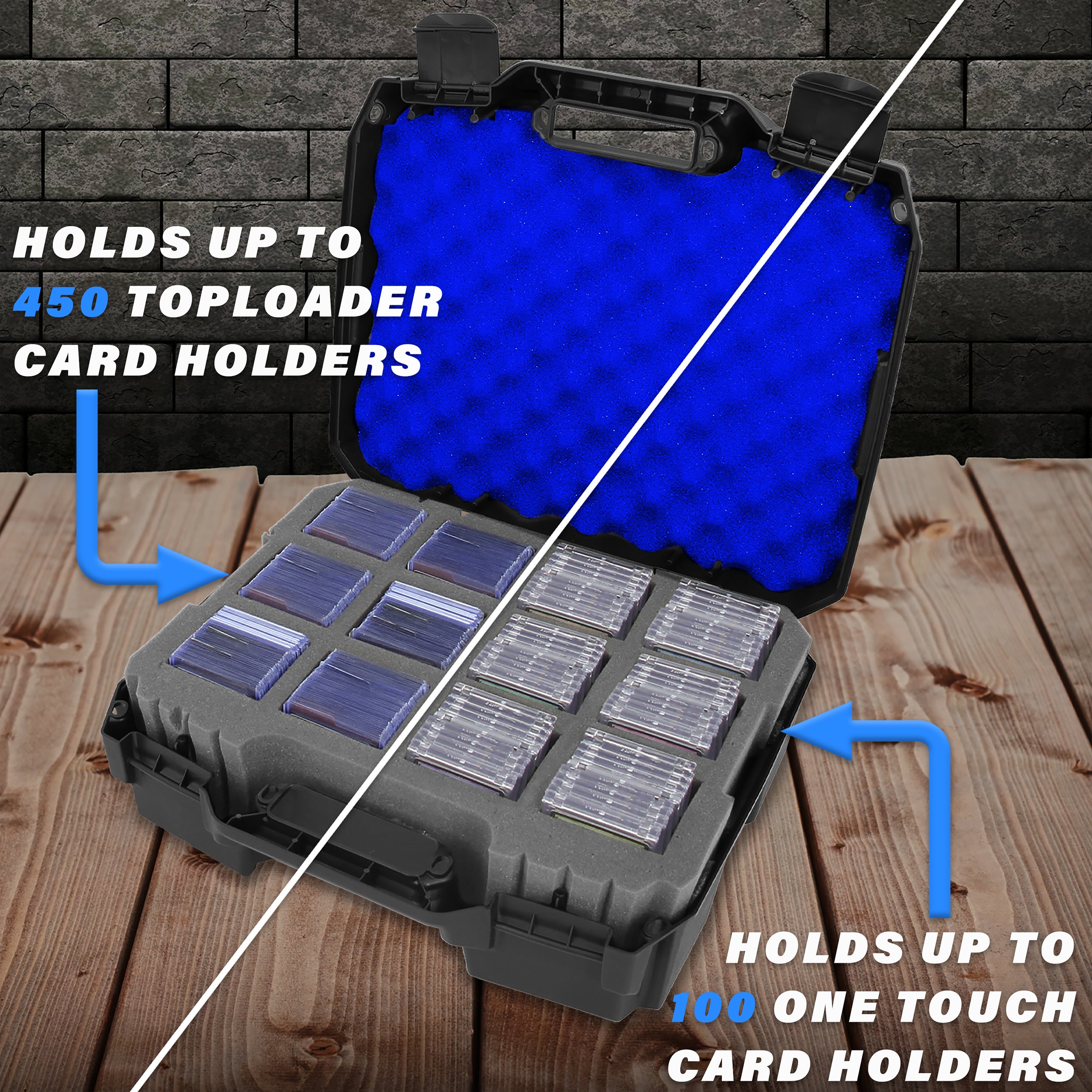 CASEMATIX Toploader Card Storage Case - Holds 450 Toploaders or 100 One Touch Holders, 12-Compartment Trading Card Organizer Box for Collectors | Perfect for Sports Cards, Pokemon & MTG Storage