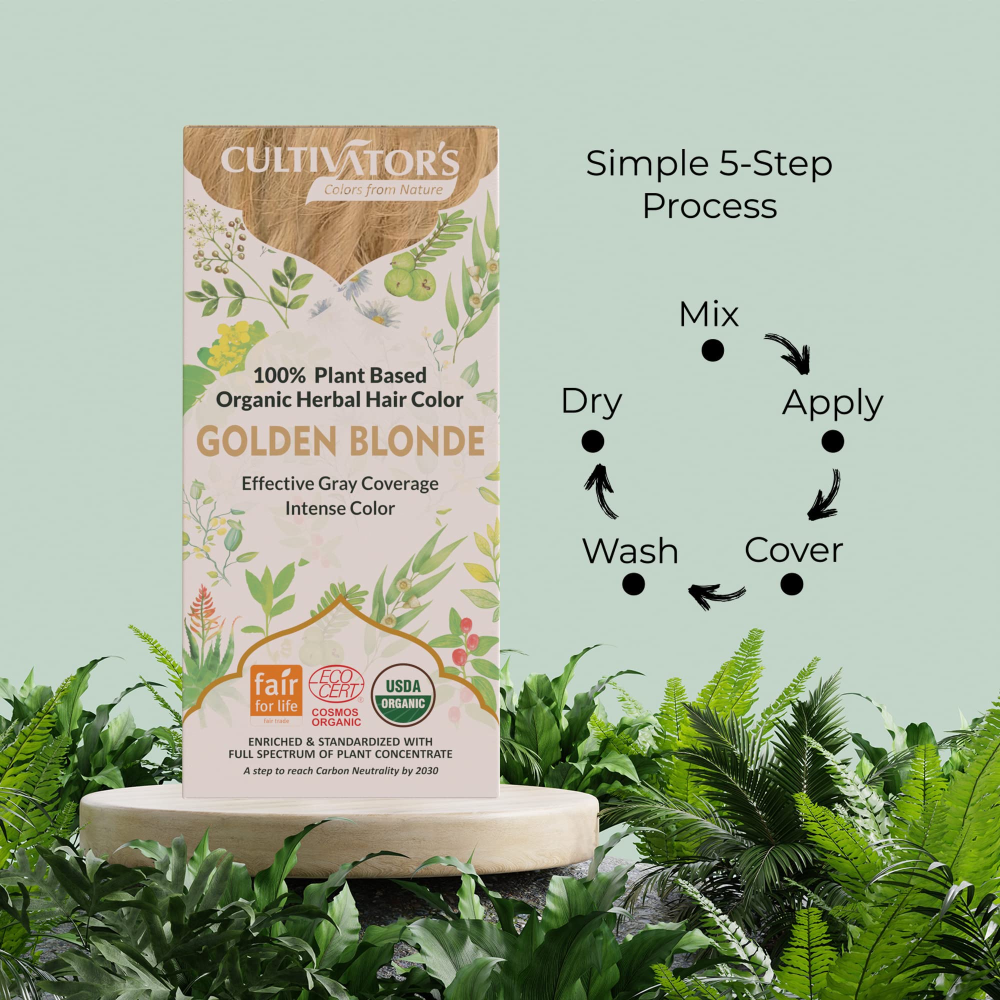 Organic Herbal Hair Dye Powder - 100g Golden Blonde, Natural & Chemical-Free Hair Color for Men & Women | Professional Unisex Hair & Beard Dye | Vegan, Cruelty-Free | Perfect for At-Home Salon Results & Touch-Ups