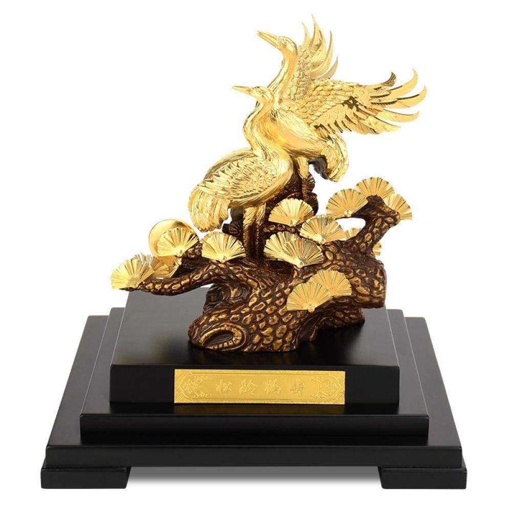 SKHF Red-Crowned Crane Sculpture Statue - Gold Foil Bird Decor for Home & Office, Elegant Birthday Gift & Desktop Decoration | Perfect for Feng Shui Decor, Wedding Centerpieces & Asian-Themed Interior Design