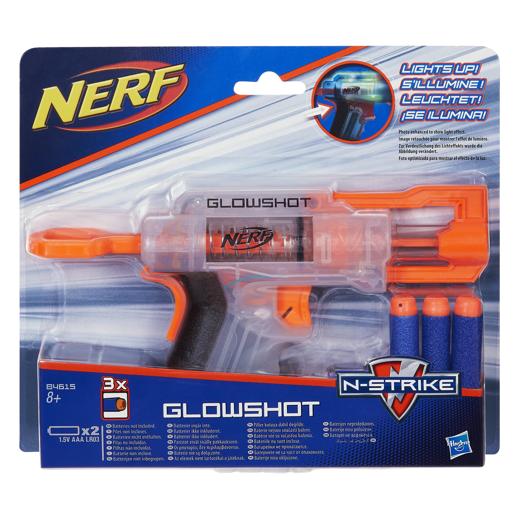 Nerf Glowshot Blaster Toy - Glow in The Dark Foam Dart Gun for Kids & Adults - Perfect for Nighttime Battles, Outdoor Play & Nerf War Games