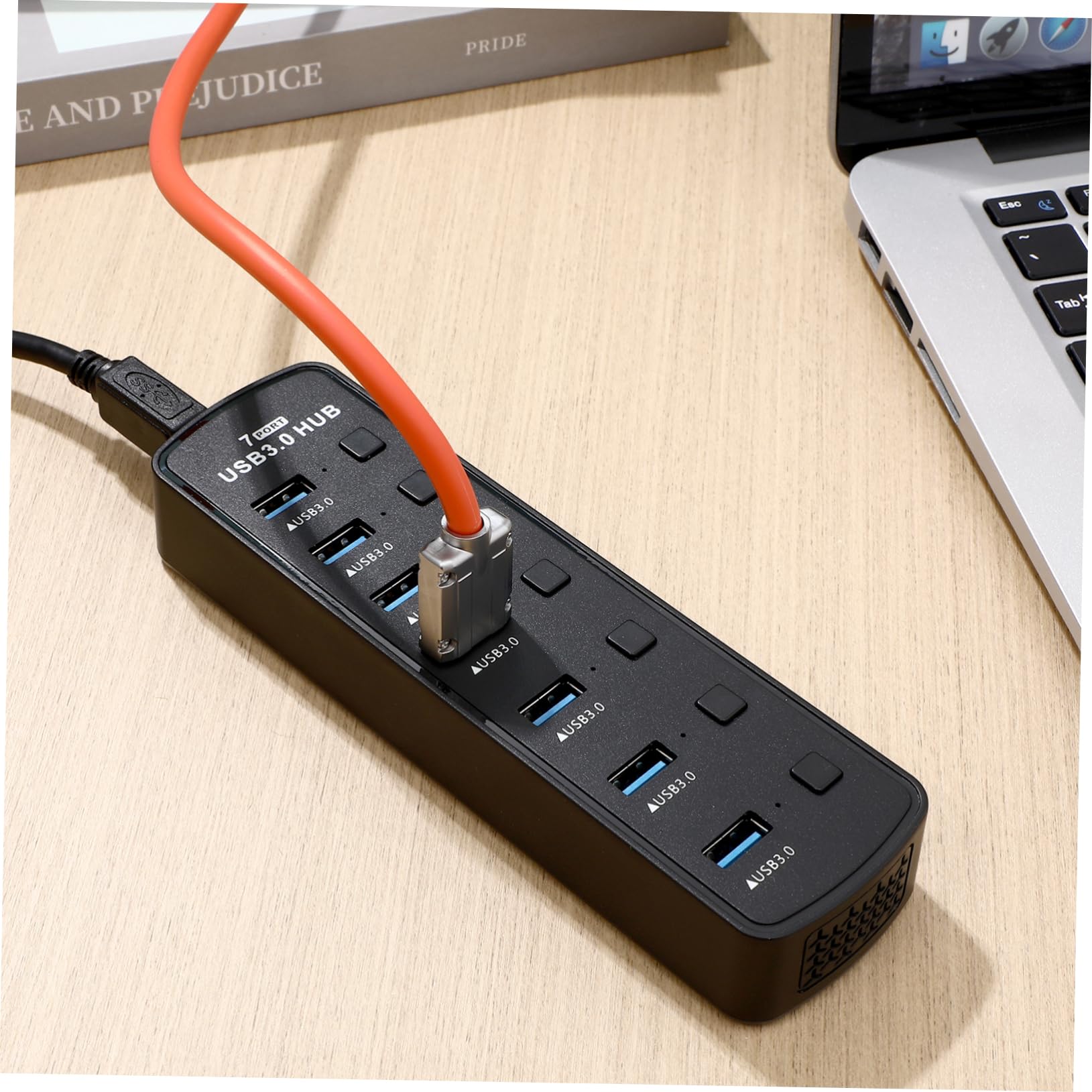 Gatuida 7-Port USB 3.0 Hub - High Speed Data Transfer USB Splitter Adapter for Laptop, PC, MacBook - Perfect for Home Office, Gaming & Charging Multiple Devices