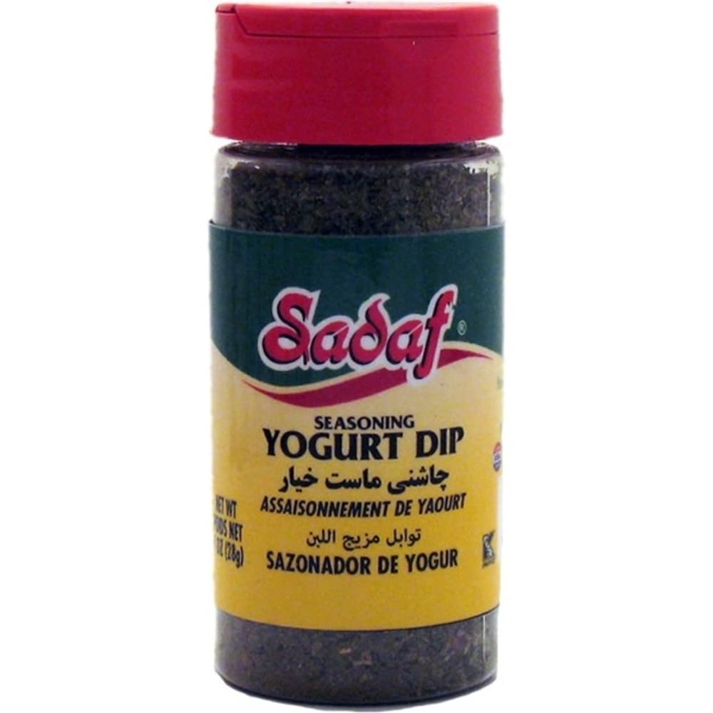 Sadaf Yogurt Dip Mix - Persian Seasoning for Cooking & Dips - Kosher Certified - 1 Oz Bottle - Perfect for Mediterranean Meals, Party Snacks & Homemade Dips